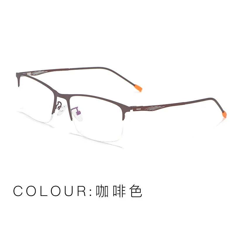 Brightzone Unisex Semi-Rimmed Square Alloy Eyeglasses 71462 - Lightweight & Durable Frame for Reading, Work, and Everyday Wear
