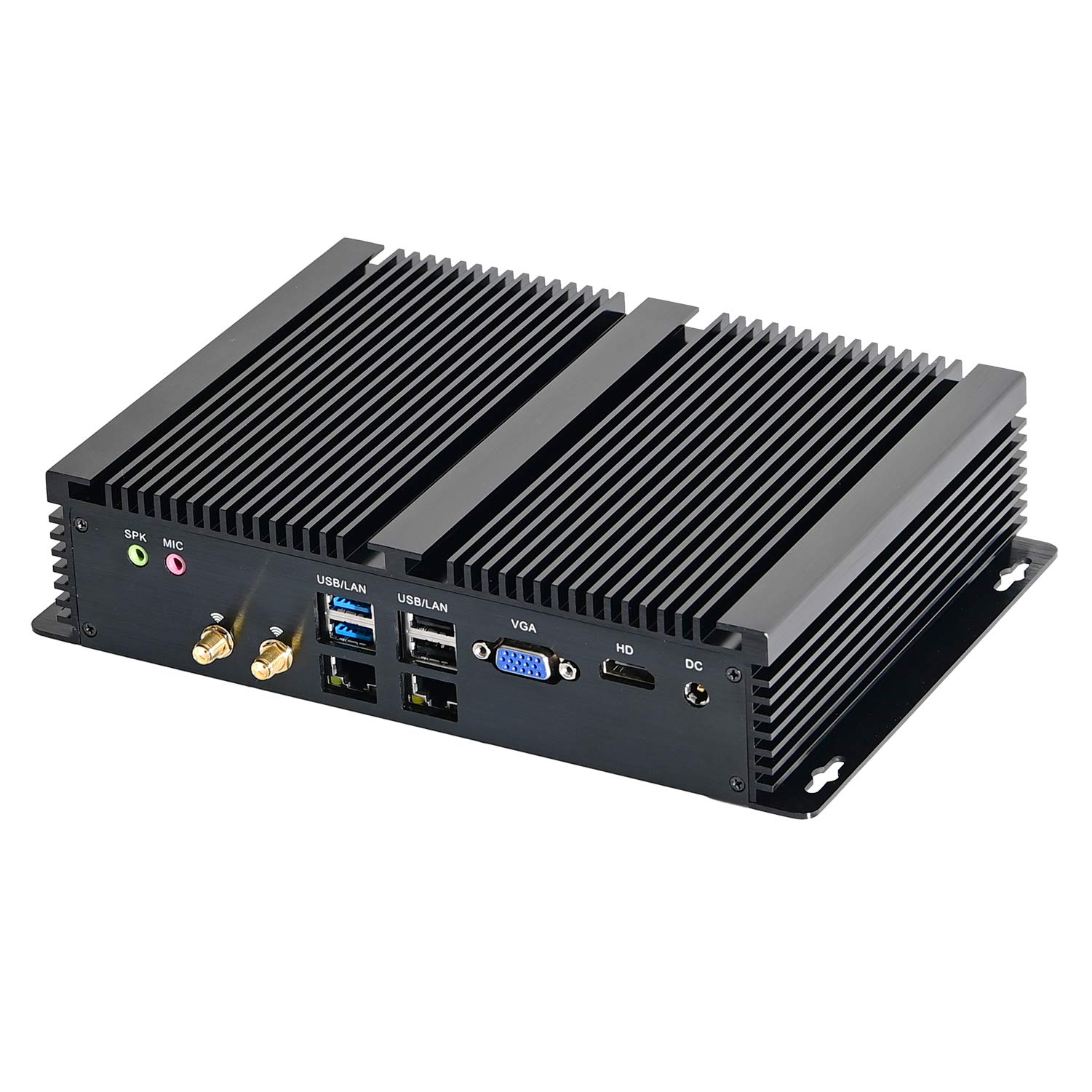HUNSN Industrial Fanless Mini PC - Intel Core i7 6500U/7560U, 16GB RAM, 256GB SSD + 1TB HDD, Windows 11 Pro/Linux Ubuntu - GPIO, WOL, SIM Slot, WiFi, BT, Dual LAN, 6 COM Ports for Factory Automation, Digital Signage & Edge Computing