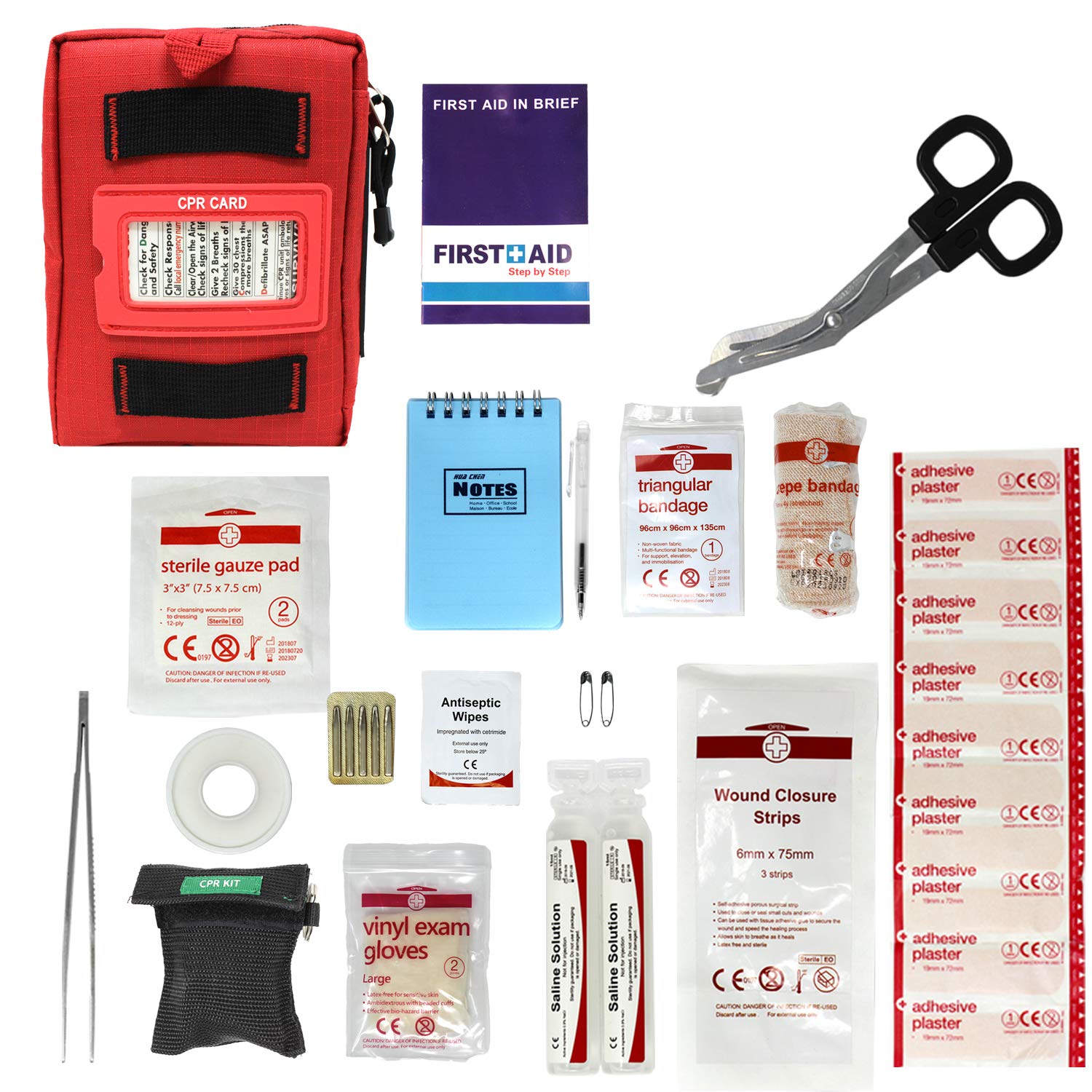EverOne Handy 50-Piece First Aid Kit (Red) - Compact Emergency Medical Supplies for Home, Car, Travel & Outdoor Adventures