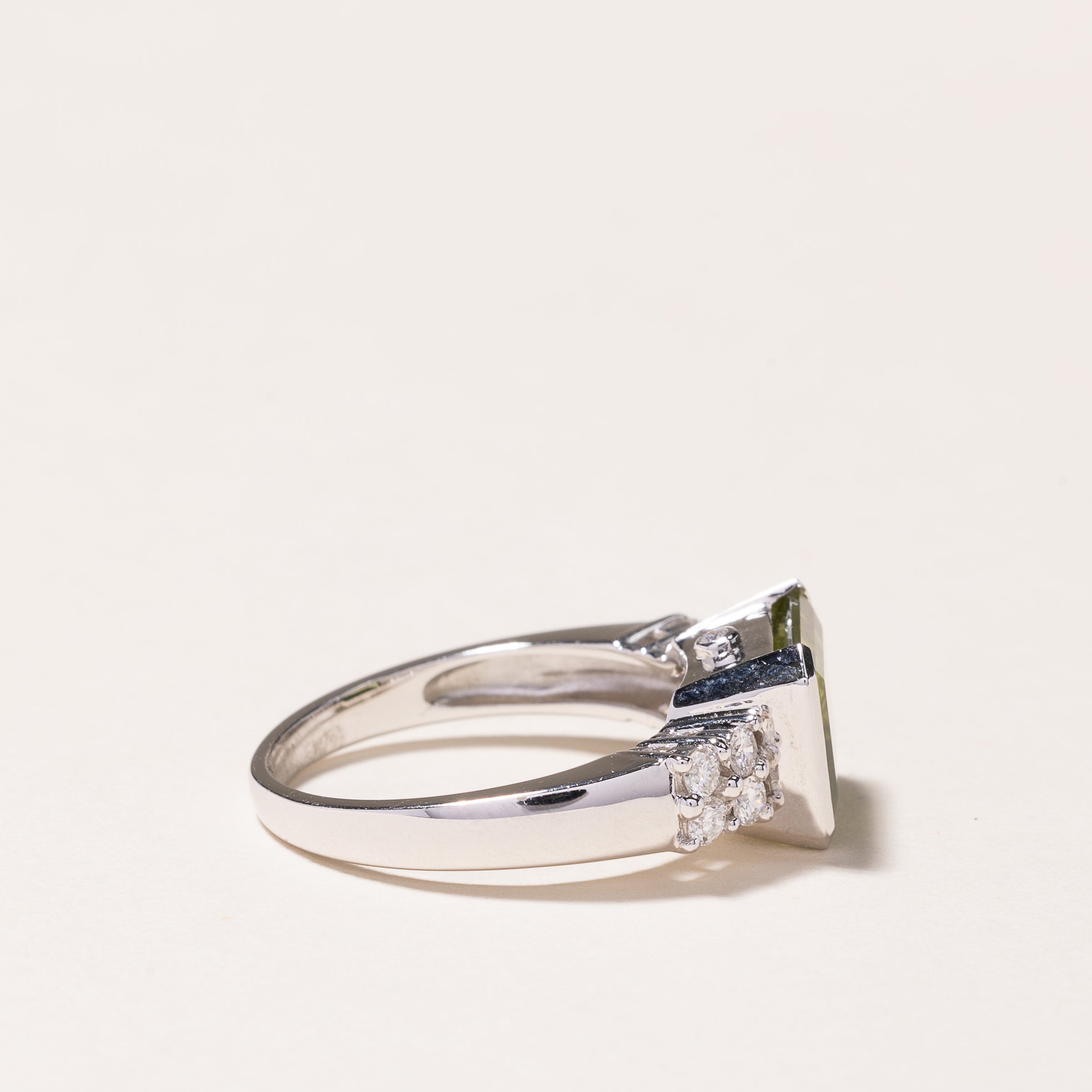 18K White Gold Tourmaline and Diamond Ring - 2.90ct Tourmaline & 0.28ctw Diamonds - Size 6.75 | Elegant Jewelry for Weddings, Anniversaries & Special Occasions