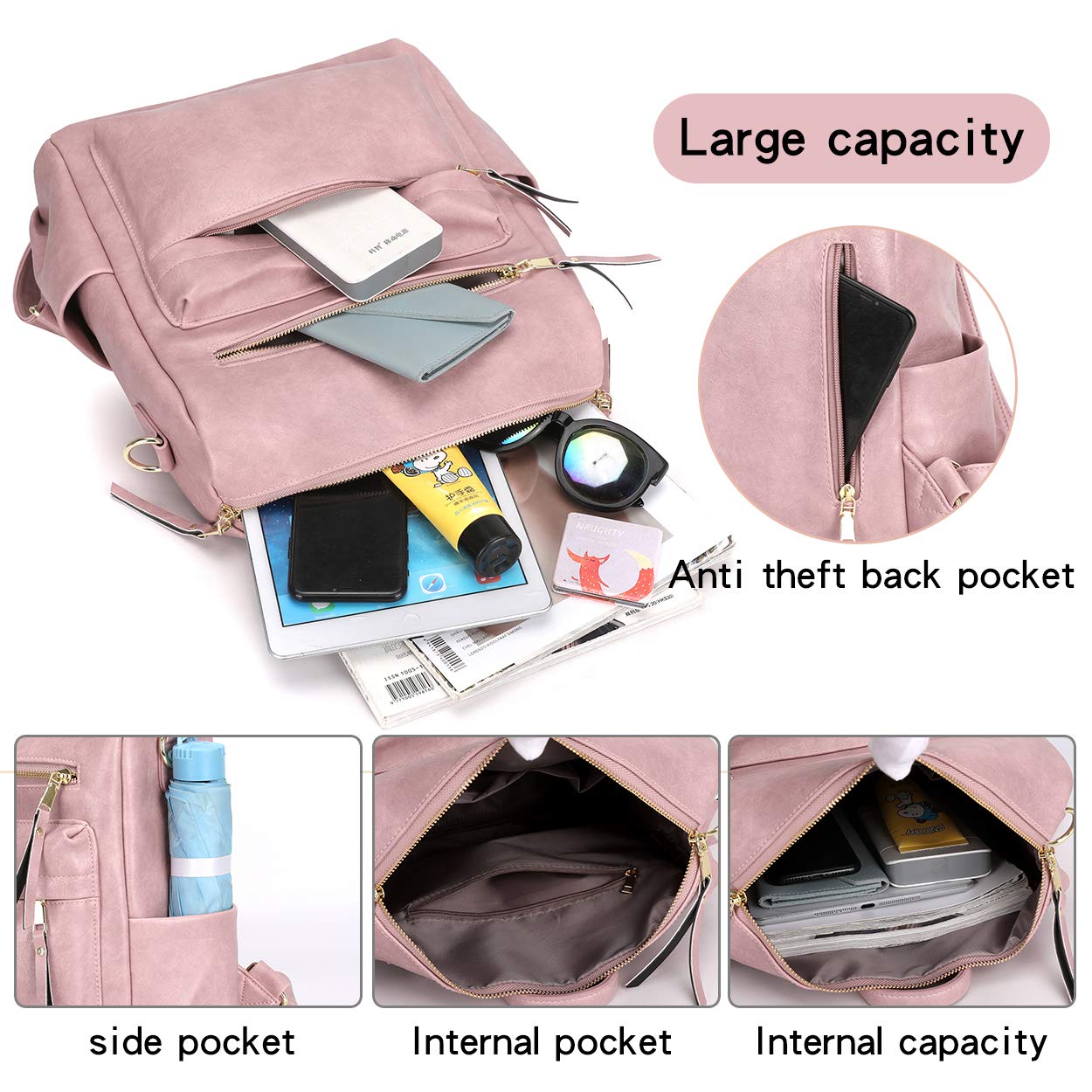 Stylish Women's Convertible Backpack Purse - Multipurpose Fashion Handbag for Shoulder Carry & Travel | Perfect for Work, School & Weekend Adventures