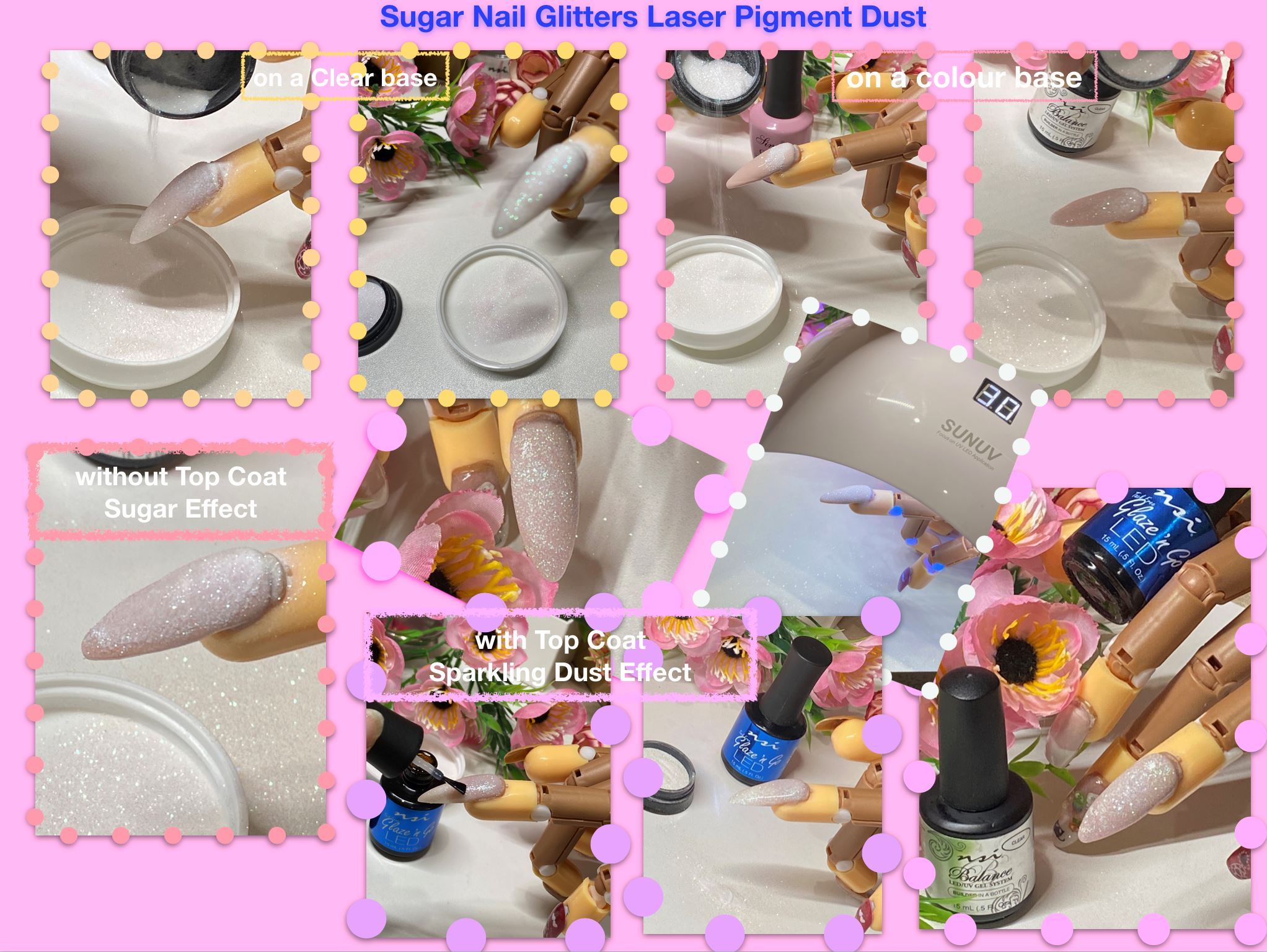 Premium Sugar Nail Glitters & Laser Pigment Dust - Long Lasting Nail Art Decorations for Gel Polish, Acrylic Nails & DIY Manicures - Perfect for Parties, Weddings & Special Occasions