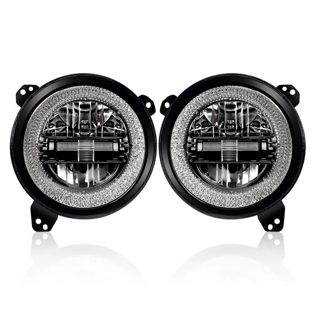 9 Inch Diamond LED Headlights with Halo DRL for Jeep Wrangler JL & JT - High Performance Off-Road Lighting for Night Driving & Adventure (Pair)