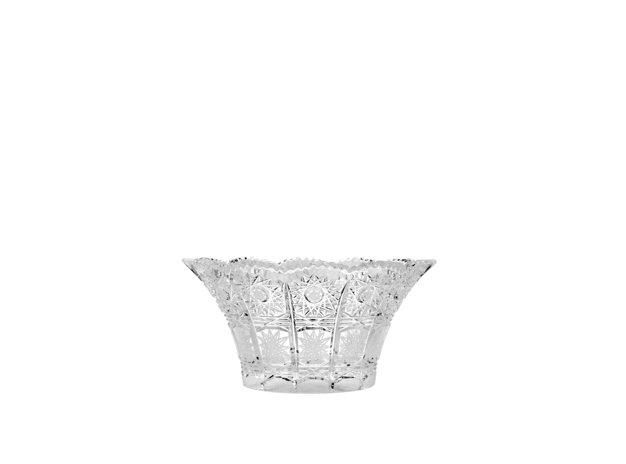 Bohemian Crystal AU51025 - 6 Inch Geometric Cut Glass Centerpiece Bowl, Vintage Scalloped Edge Fruit & Candy Dish - Perfect for Weddings, Home Decor & Gift Giving
