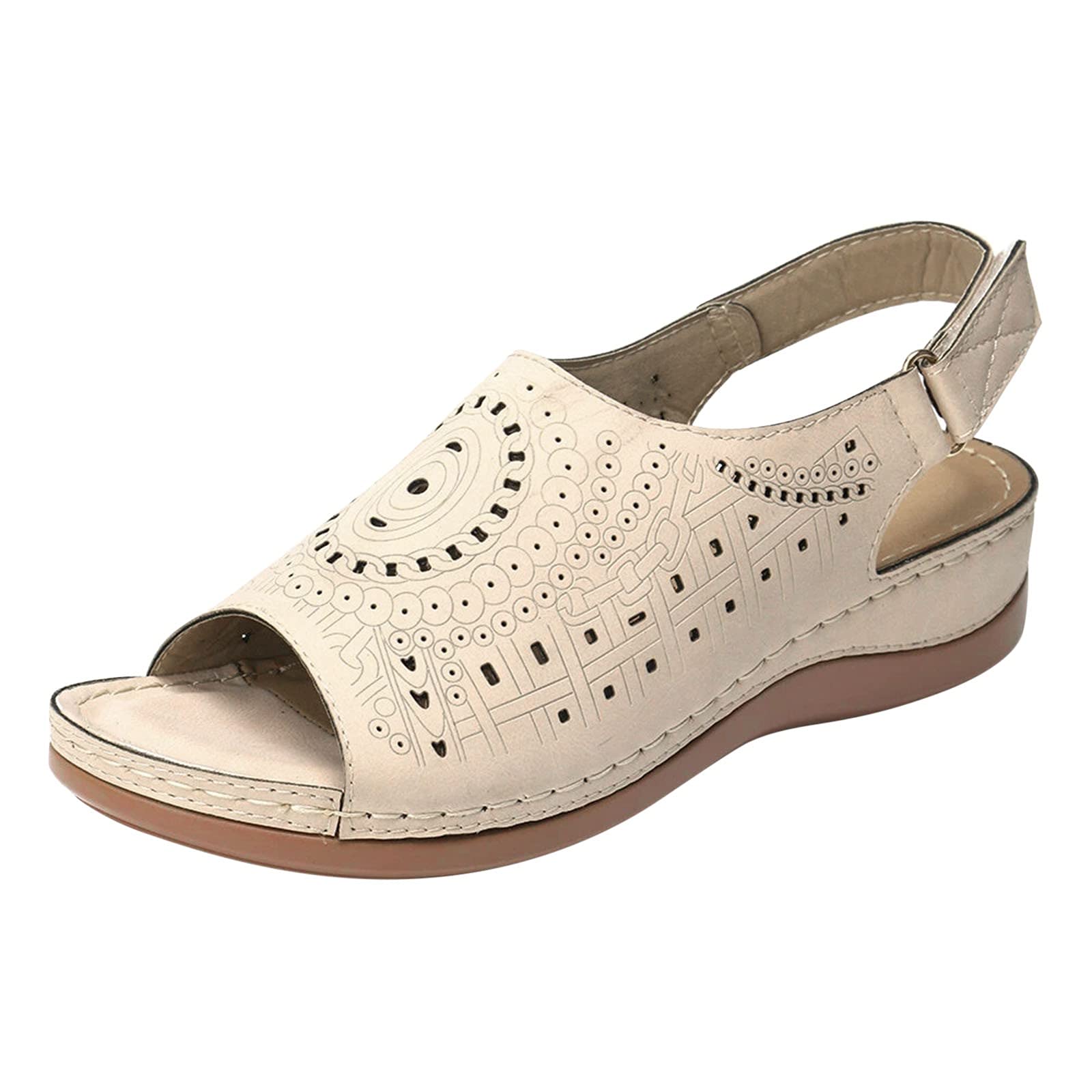Breathable Women's Peep Toe Wedge Sandals - Summer Fashion Beach Shoes with Hollow Design in Black | Perfect for Beach Vacations, Poolside Lounging & Casual Outings