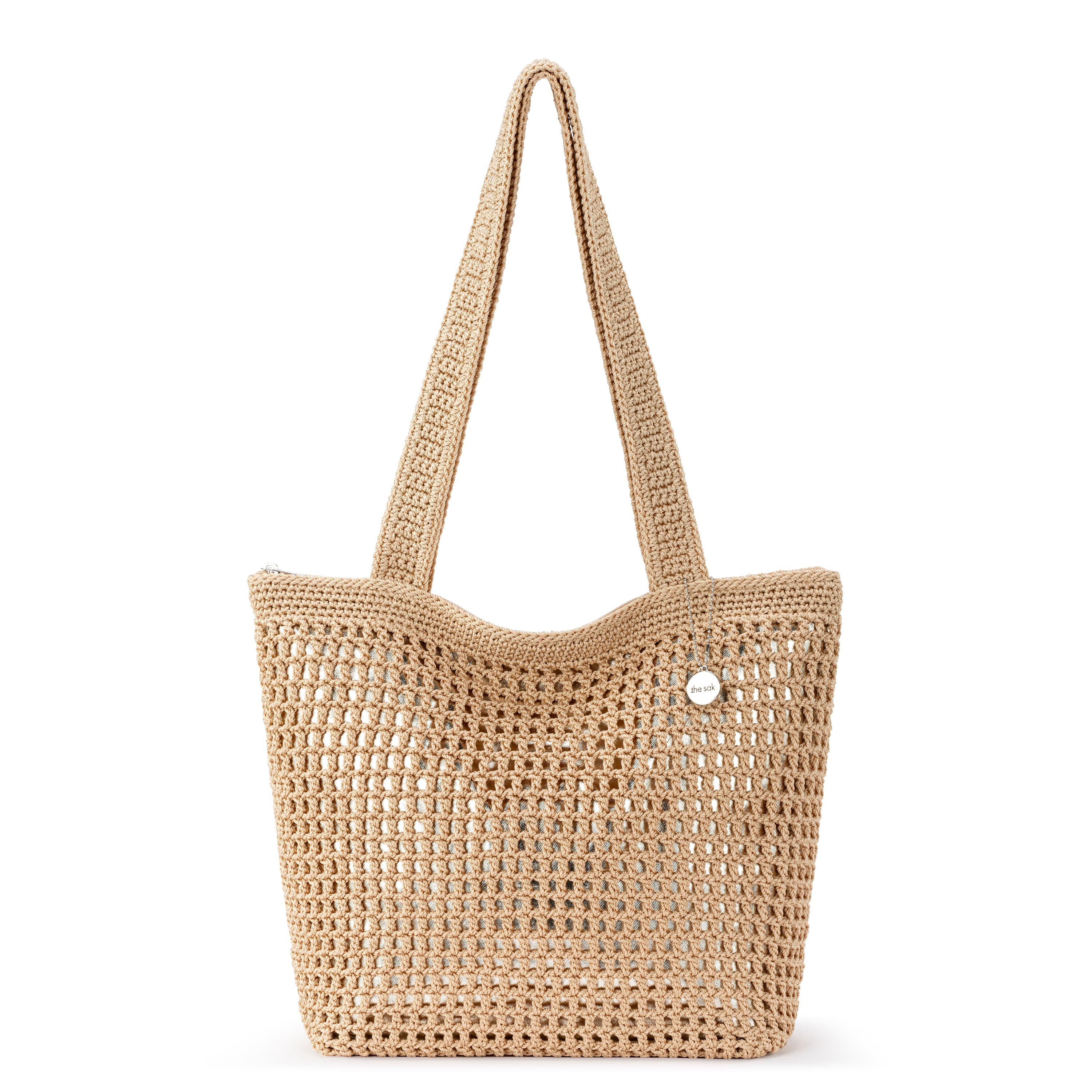 Handmade Crochet Bamboo Tote Bag with Gold Accents - Stylish & Eco-Friendly Casual Purse for Women - Perfect for Shopping, Beach, and Everyday Use