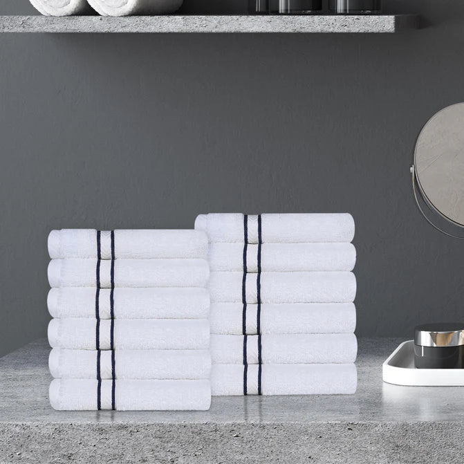 Premium 12-Piece Turkish Cotton Face Towel Set - Ultra Soft, Highly Absorbent & Quick-Drying - Perfect for Spa, Gym, Travel & Daily Skincare Routine