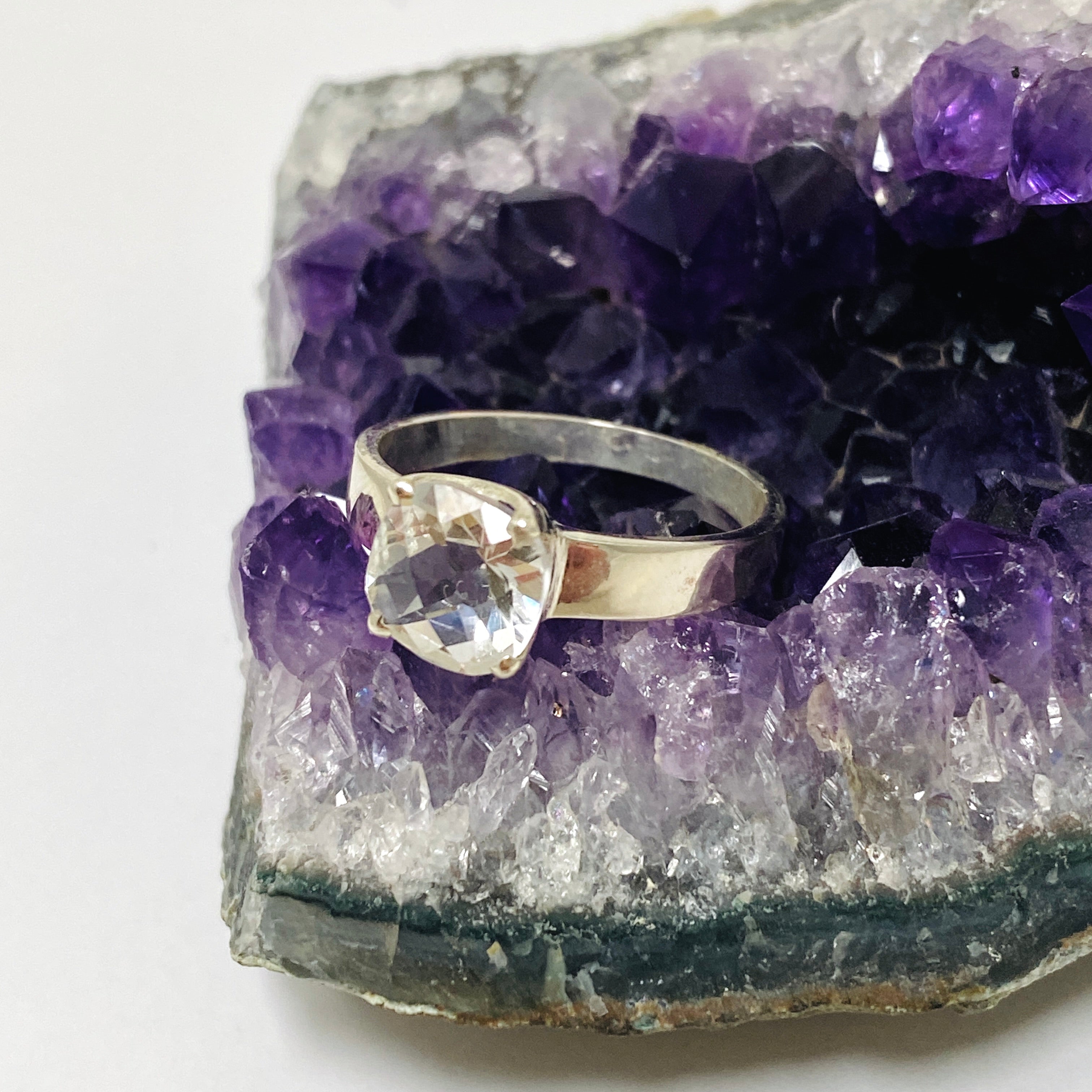 Clear Quartz Square Faceted Ring PRGJ708 - Elegant Crystal Jewelry for Women, Perfect for Everyday Wear, Special Occasions & Gift Giving