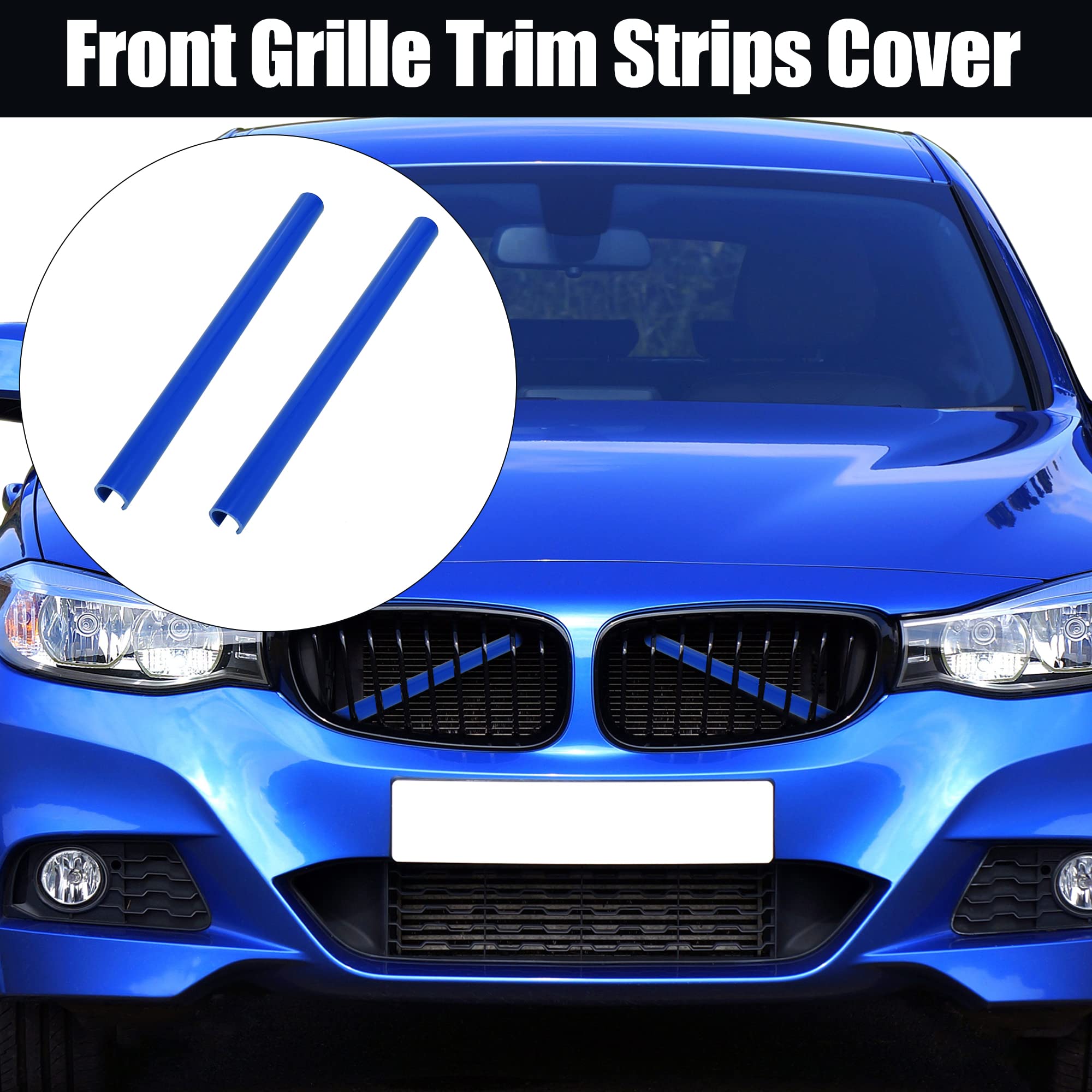 X AUTOHAUX Blue Front Grille Trim Strips for BMW 1 2 3 4 Series - Car Grill Insert Decoration & Protection (Perfect for Customization & Car Show Enhancement)