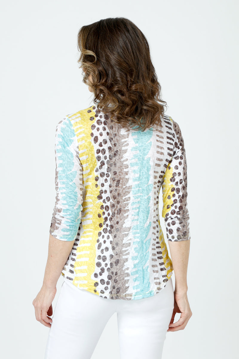 Stylish Dots & Dashes Crew Neck Top for Women - Trendy Casual & Work Wear - Perfect for Office, Outings & Everyday Comfort