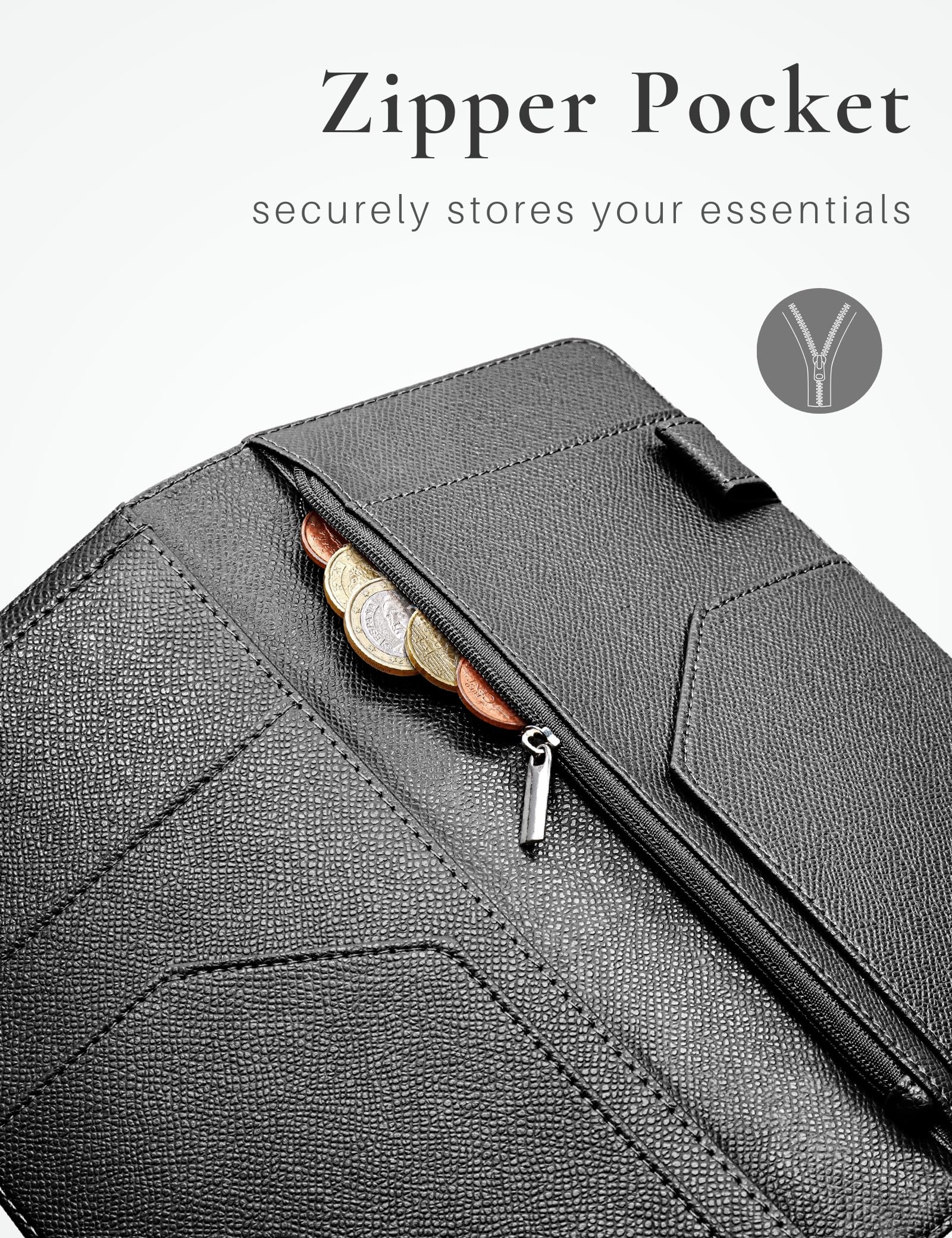 Premium Server Book with Zipper & Magnetic Pocket - Professional Waitress Check Booklet for Restaurants, Bars & Cafes - Fits Server Apron with High-Capacity Pockets - Ideal for Order Taking, Bill Presenting & Tip Collection (Black)