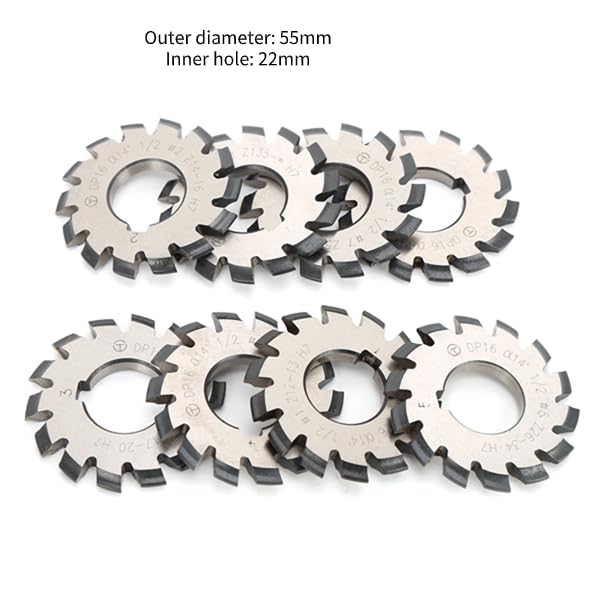 8Pcs High Speed Steel Involute Gear Milling Cutter Set - 14.5° 55mm 22mm for Gear Cutting & Machining | Perfect for DIY Projects, Automotive Repairs & Industrial Manufacturing