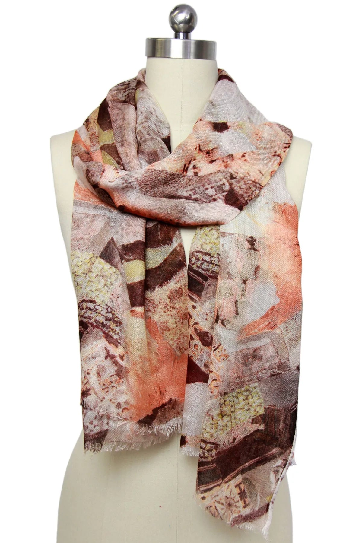Abstract Forest Clay Print Scarf - Lightweight Fashion Accessory for Women - Perfect for Casual Outfits, Office Wear, and Evening Elegance
