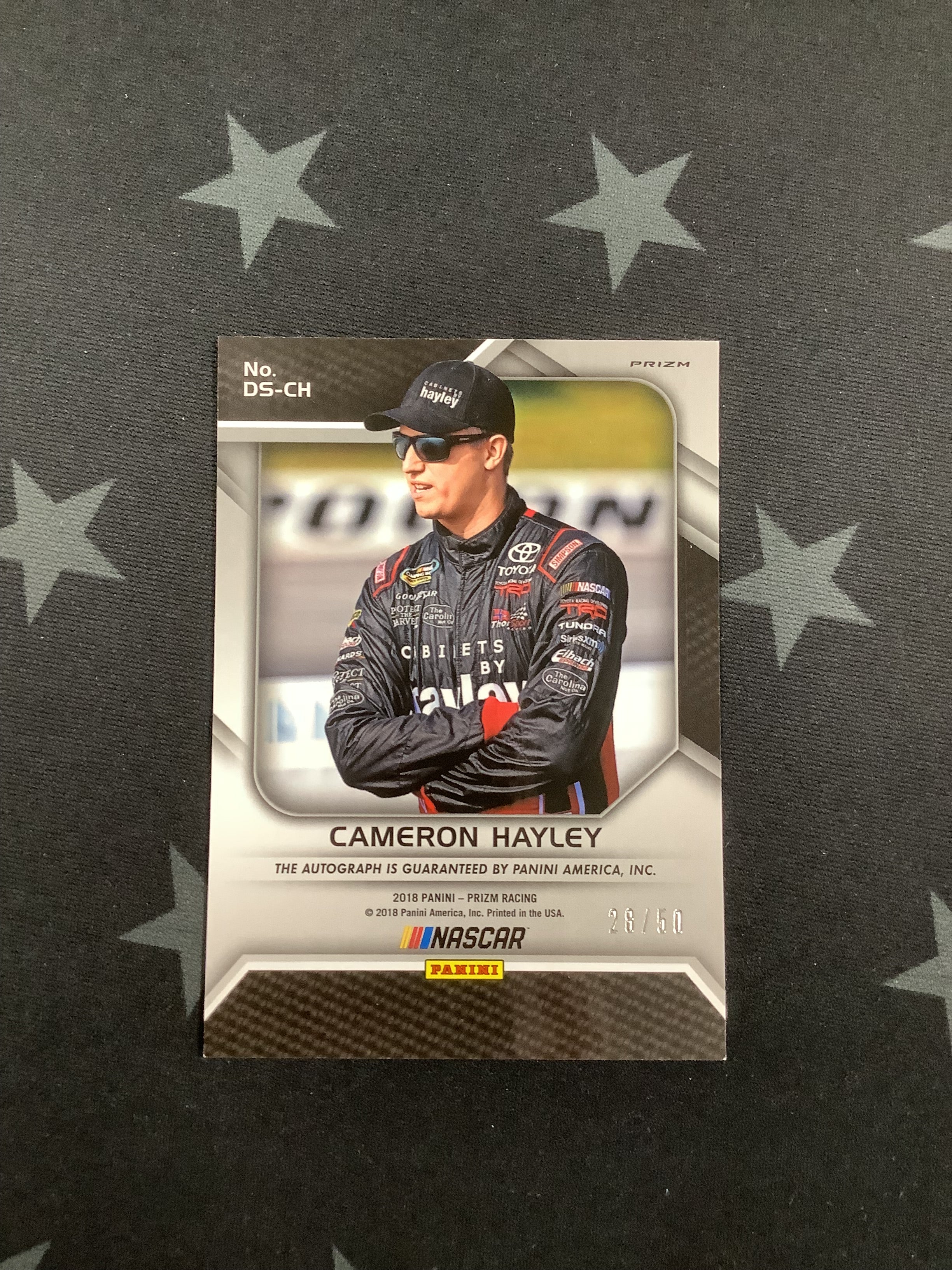 2018 Panini Prizm Racing Cracked Ice Green Cameron Hayley #DS CH /50 - Rare Collectible Trading Card for NASCAR Fans & Sports Memorabilia Enthusiasts