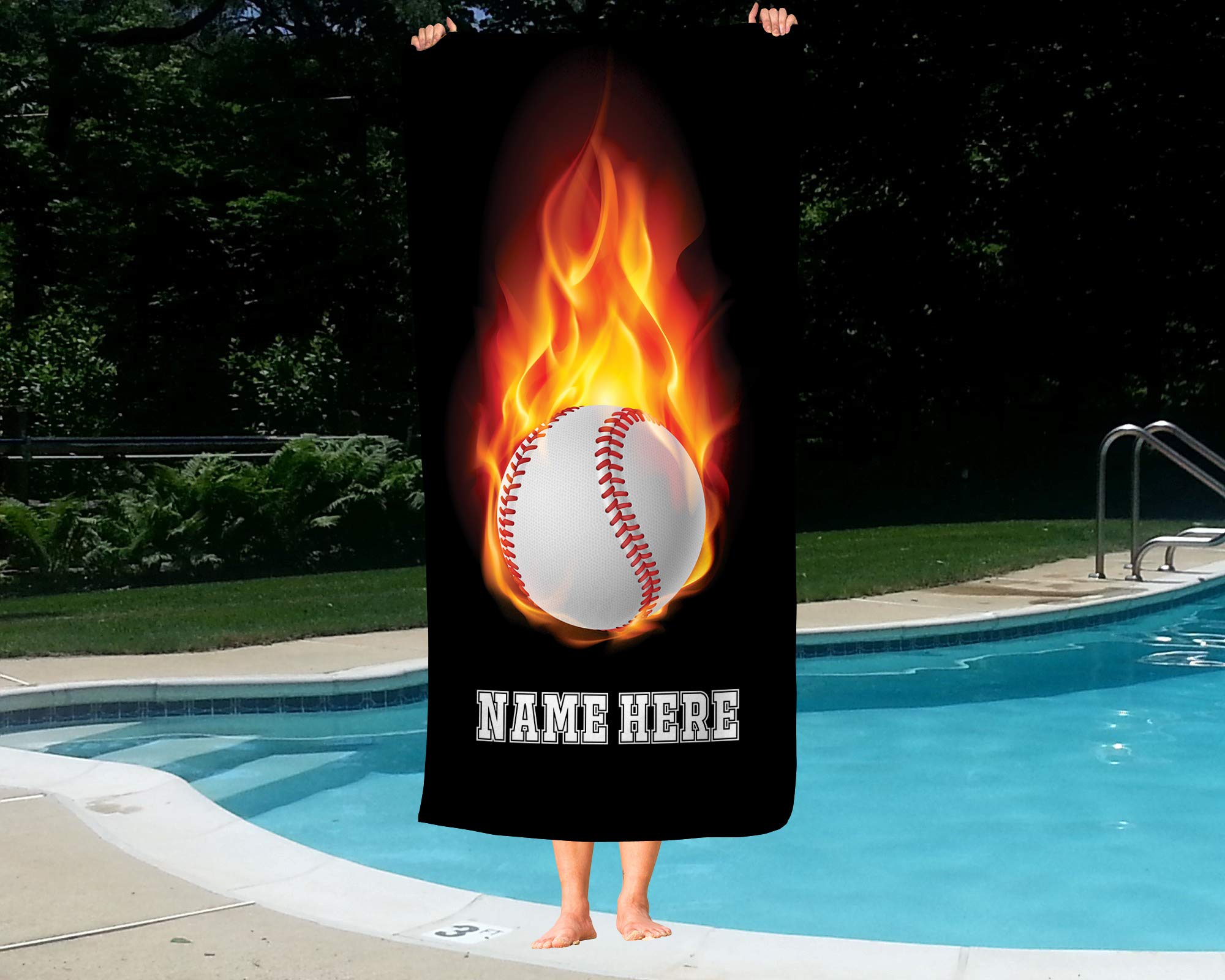 Custom Personalized Baseball Beach Towels for Kids - Tee Ball Players, Baseball Gloves & Equipment - Soft & Absorbent Bath & Hand Towels - Perfect for Games, Beach, Pool & Sports Activities