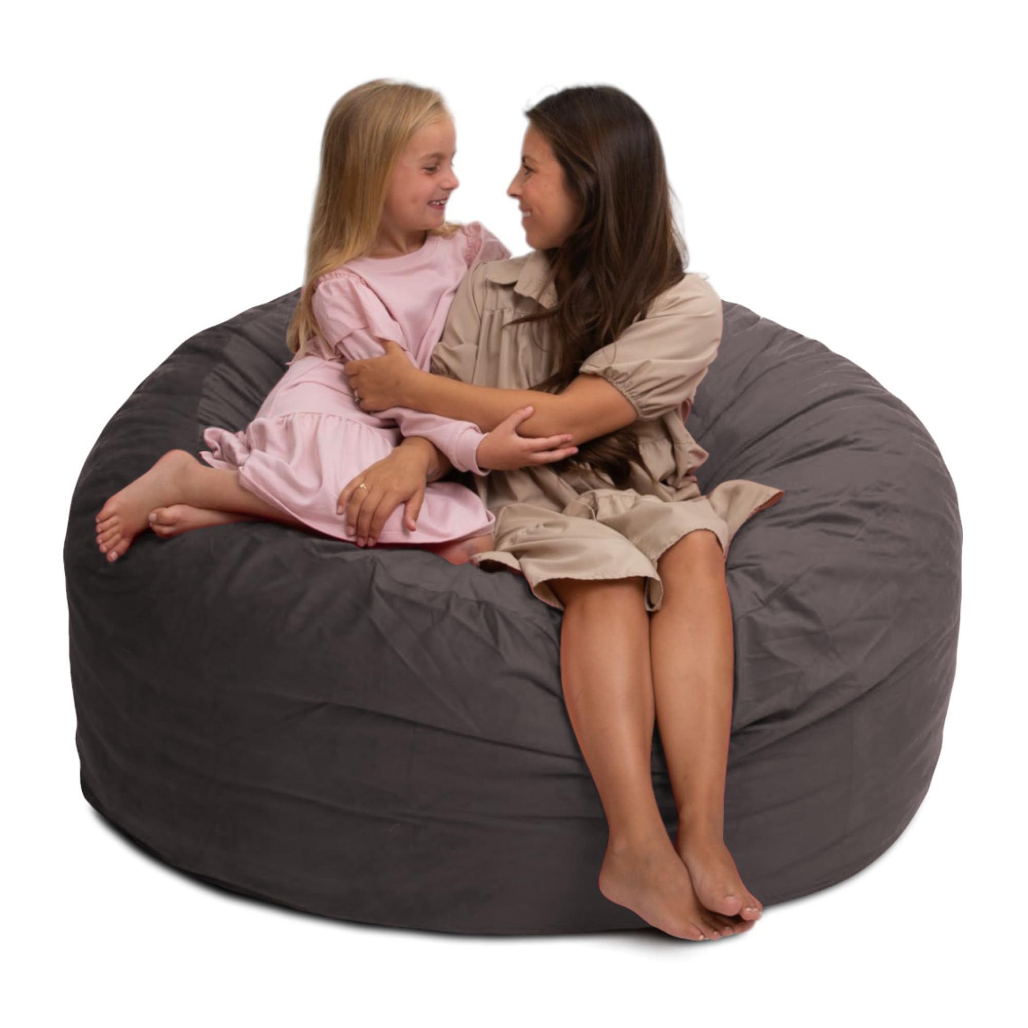 ULTIMATE SACK 5ft Oversized Bean Bag Chair for Adults - Grey Suede Lounger, Comfy Couch Alternative for Living Room, Bedroom & Game Room | Perfect for Relaxing, Gaming & Movie Nights