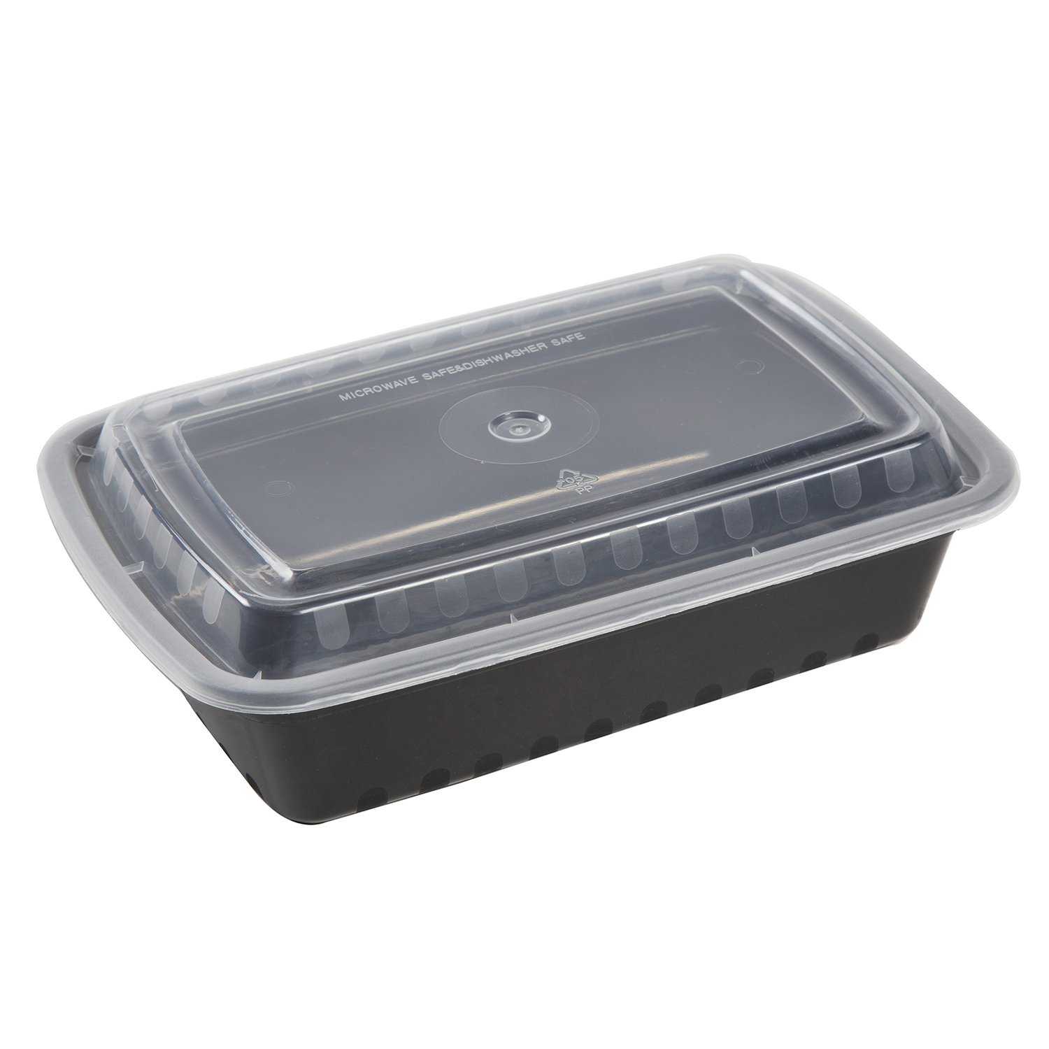 AmerCare 8.75 x 6 Inch Black Plastic Food Storage Containers with Lids - 2 Inch Deep, 38oz Capacity - Microwave & Freezer Safe - Bulk Pack of 150 - Perfect for Meal Prep, Leftovers & Restaurant Takeout