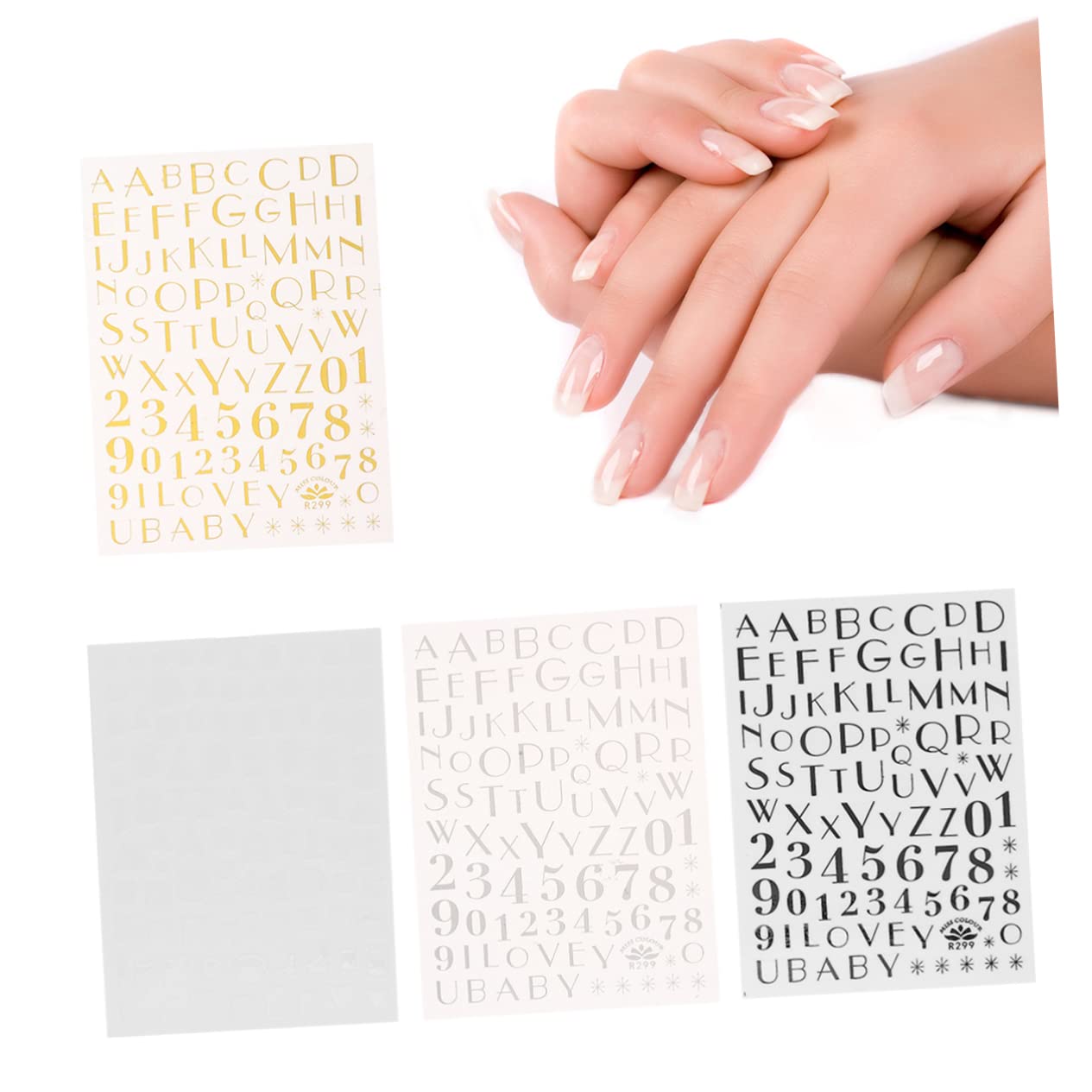 Minkissy 8pcs Alphabet Letter Stickers for Nail Art - 3D Nail Decals, Manicure Stickers, Nail Art Decoration - Perfect for DIY Nails, Salon Designs, and Creative Nail Art Projects