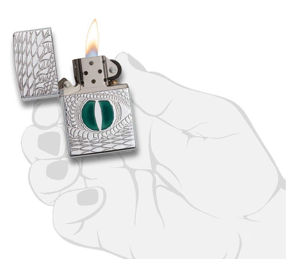 Zippo Armor Dragon's Eye High Polish Chrome Windproof Pocket Lighter - Perfect for Camping, Hiking & Outdoor Adventures