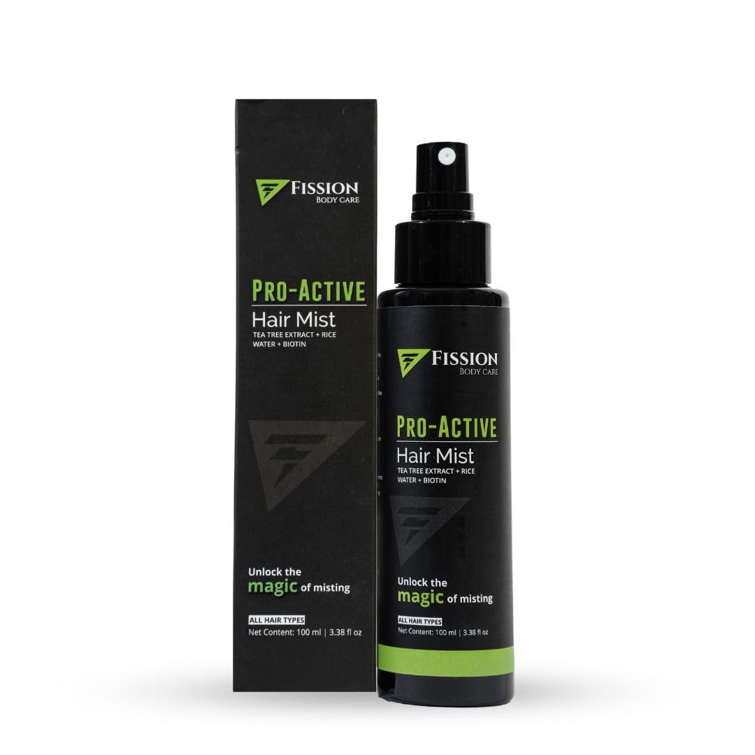 Fission Biotin Hair Mist Spray with Rice Water & Tea Tree Extract - Nourishing & Strengthening Hair Treatment for Women & Men - Non-Sticky Formula for All Hair Types - 100ml - Perfect for Daily Hair Care, Styling & Scalp Refreshment