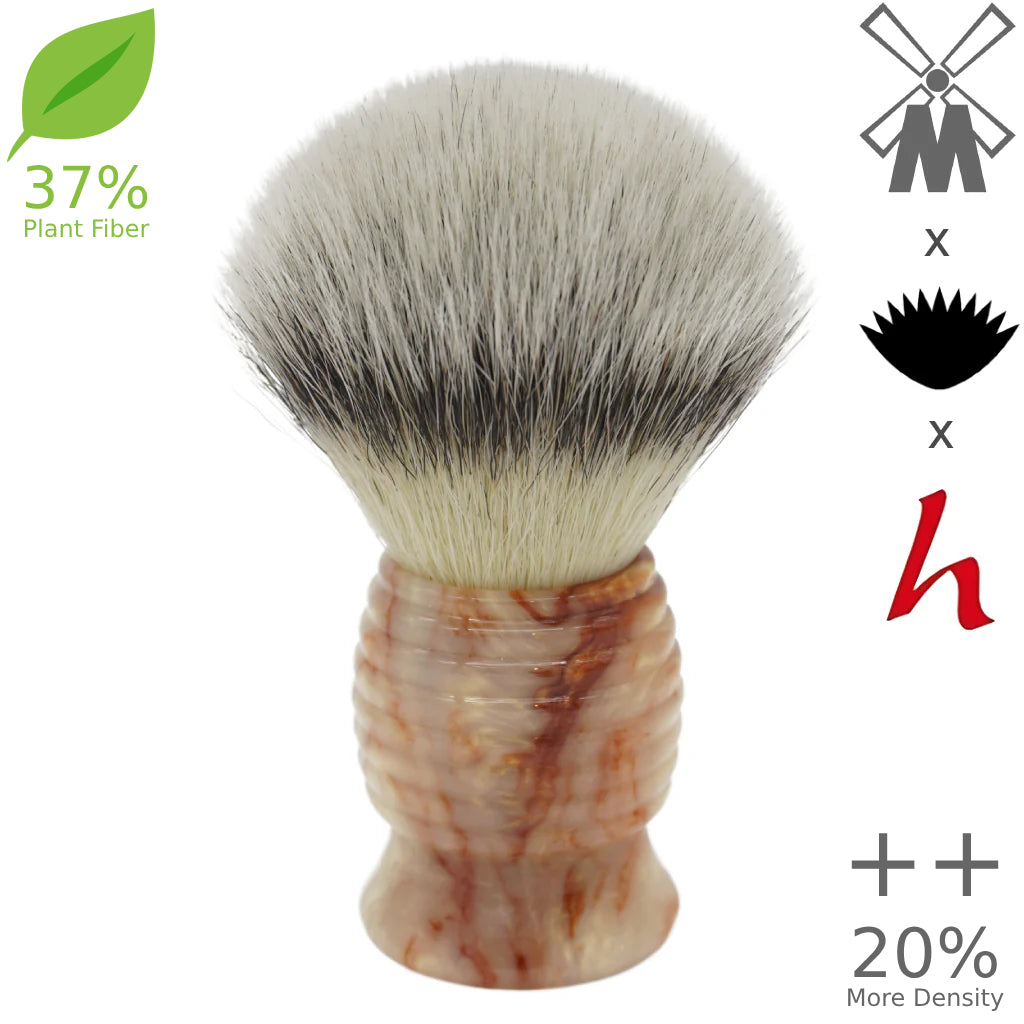 Shavemac 25mm Mühle STF XLarge Dense++ 37% Plant Fiber Shaving Brush with AP Shave Co. Crushed Mud Resin Handle #84 - Premium Wet Shaving Tool for Men's Grooming & Beard Care