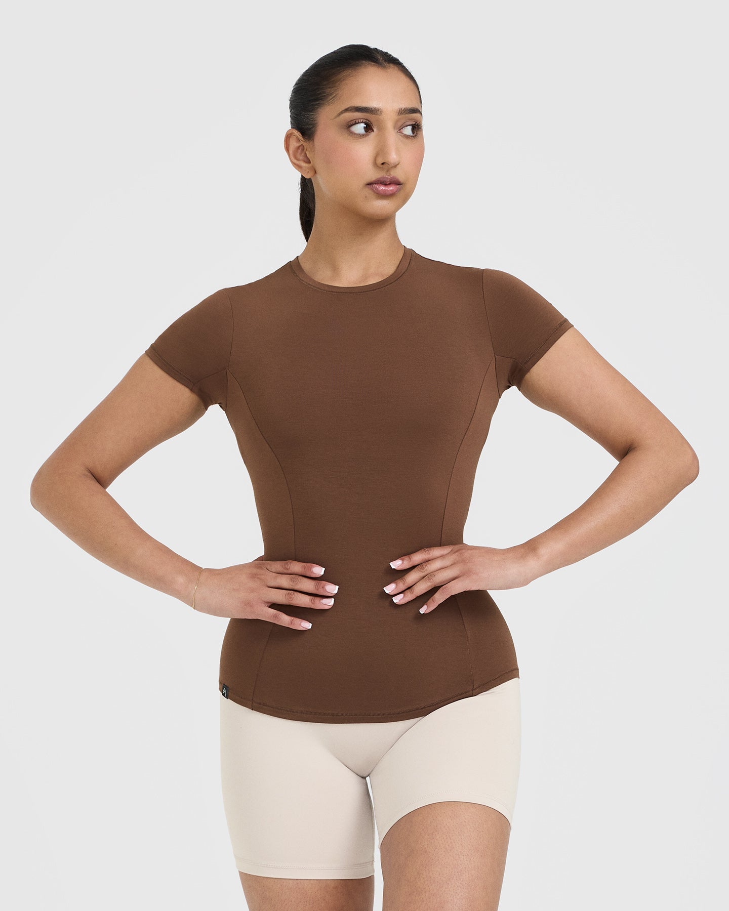 Mellow™ Soft Short Sleeve T-Shirt for Women - Comfortable Cotton Crew Neck Tee in Nude Size 4 | Perfect for Casual Wear, Layering & Everyday Outfits