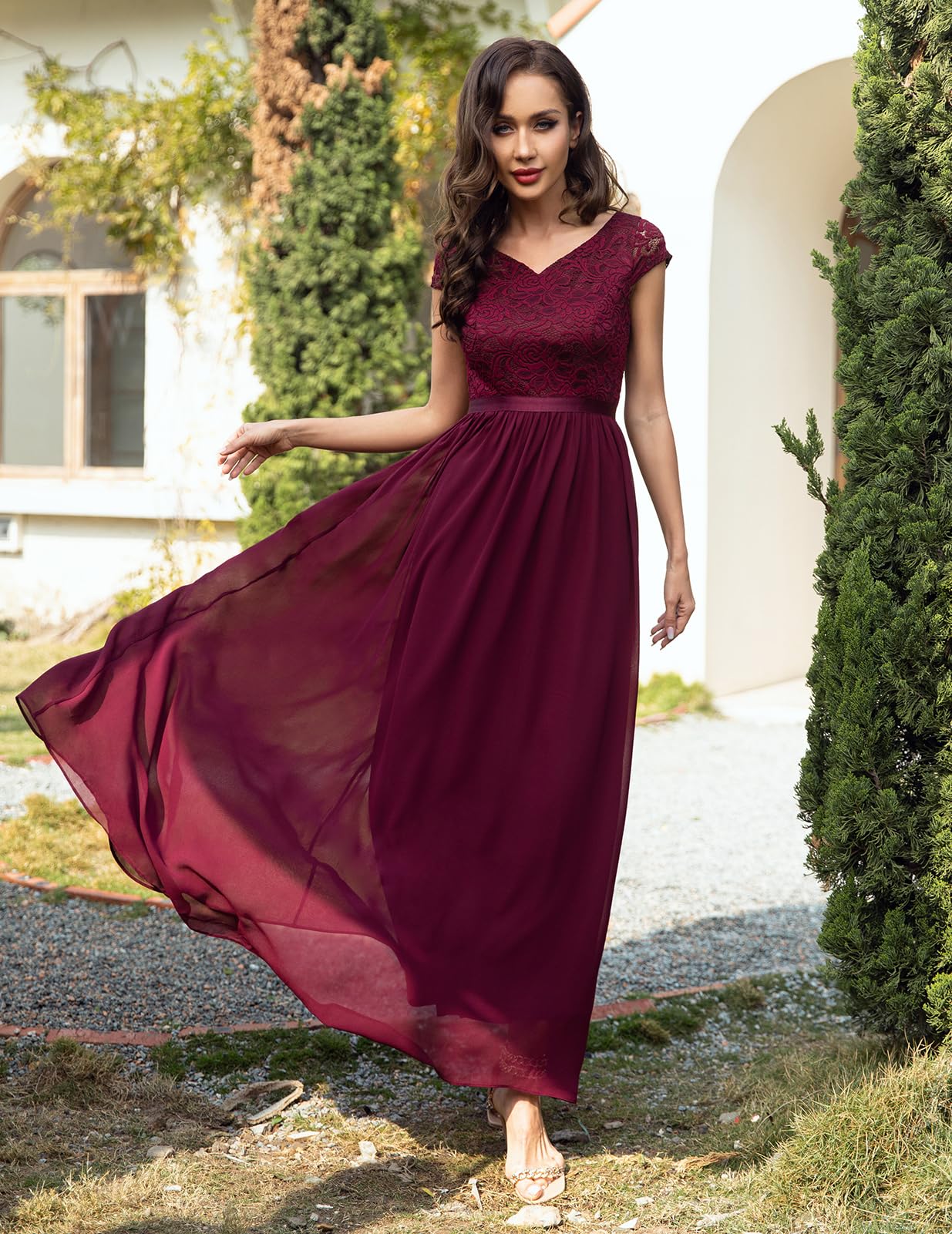 Elegant Long Formal Dress for Women 2024 | Wedding Guest & Bridesmaid Dress | V-Neck Evening Gown for Fall Homecoming, Beach Parties & Special Occasions