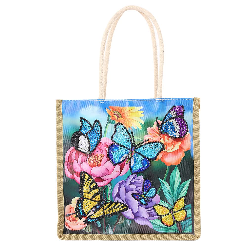 5D DIY Diamond Painting Line Tote Bag - Reusable Grocery Shopping Bags for Women & Girls - Durable Fashionable Handbag Gift for Birthday, Mother's Day & Daily Use
