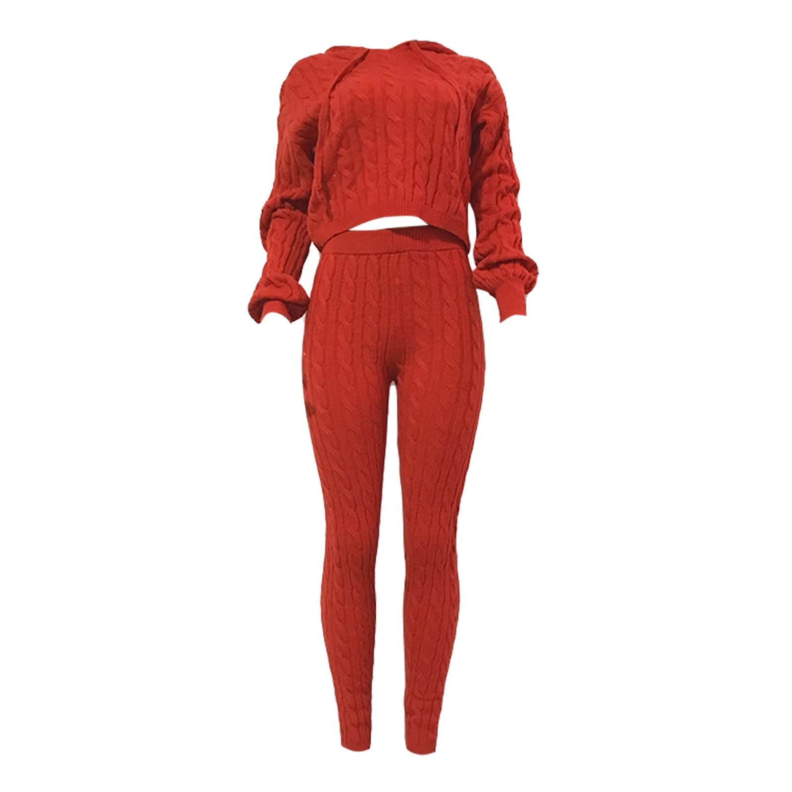 Women's Knitted Sweater Two-Piece Set - Sexy Casual Winter Outfit with Top and Pants | Cozy Fall & Winter Fashion for Daily Wear, Date Nights & Office Looks