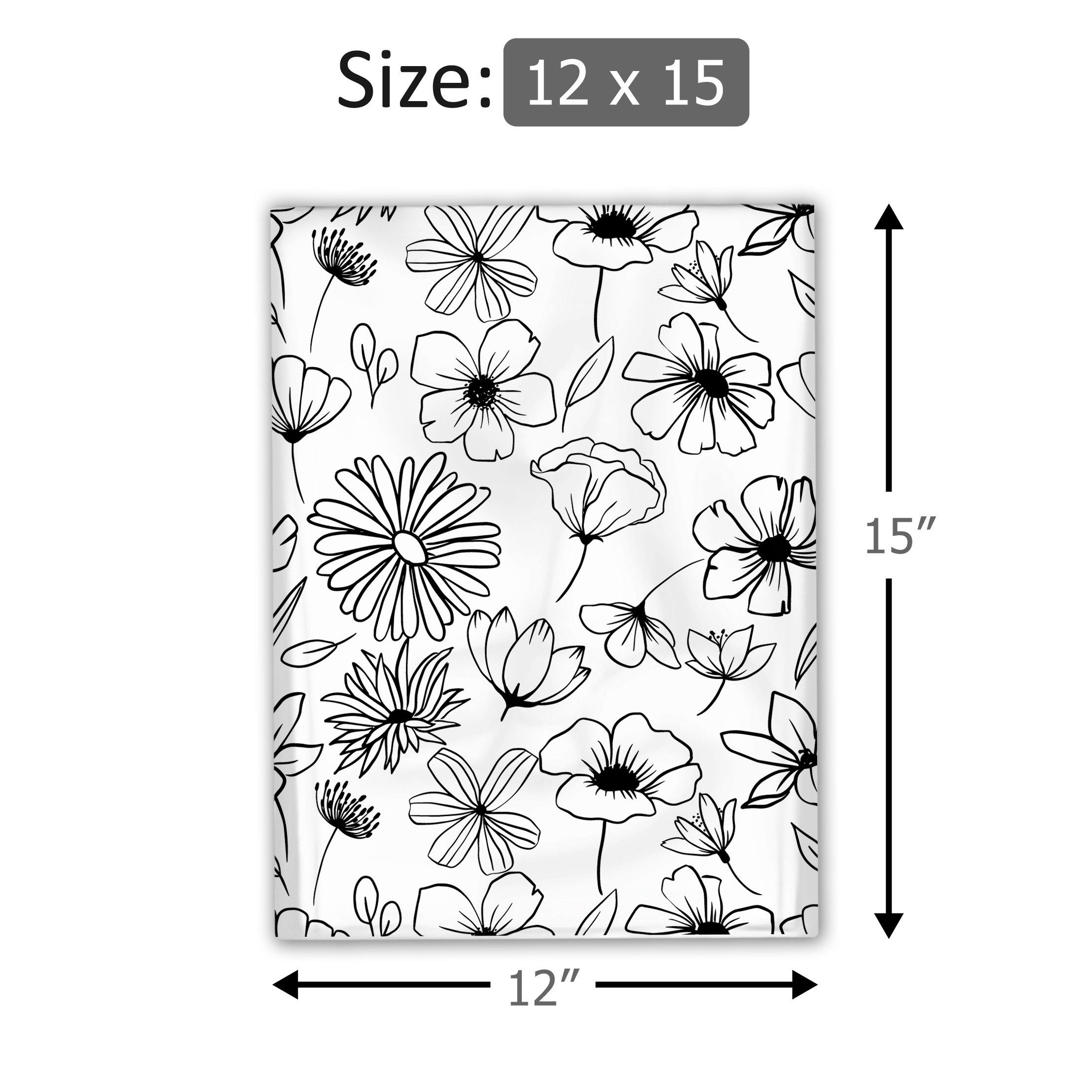 12x15 Inch Black and White Floral Printed Poly Mailers - Premium Shipping Envelopes for Ecommerce, Boutique & Subscription Boxes - Waterproof Mailing Bags for Clothing, Jewelry & Small Business Packaging