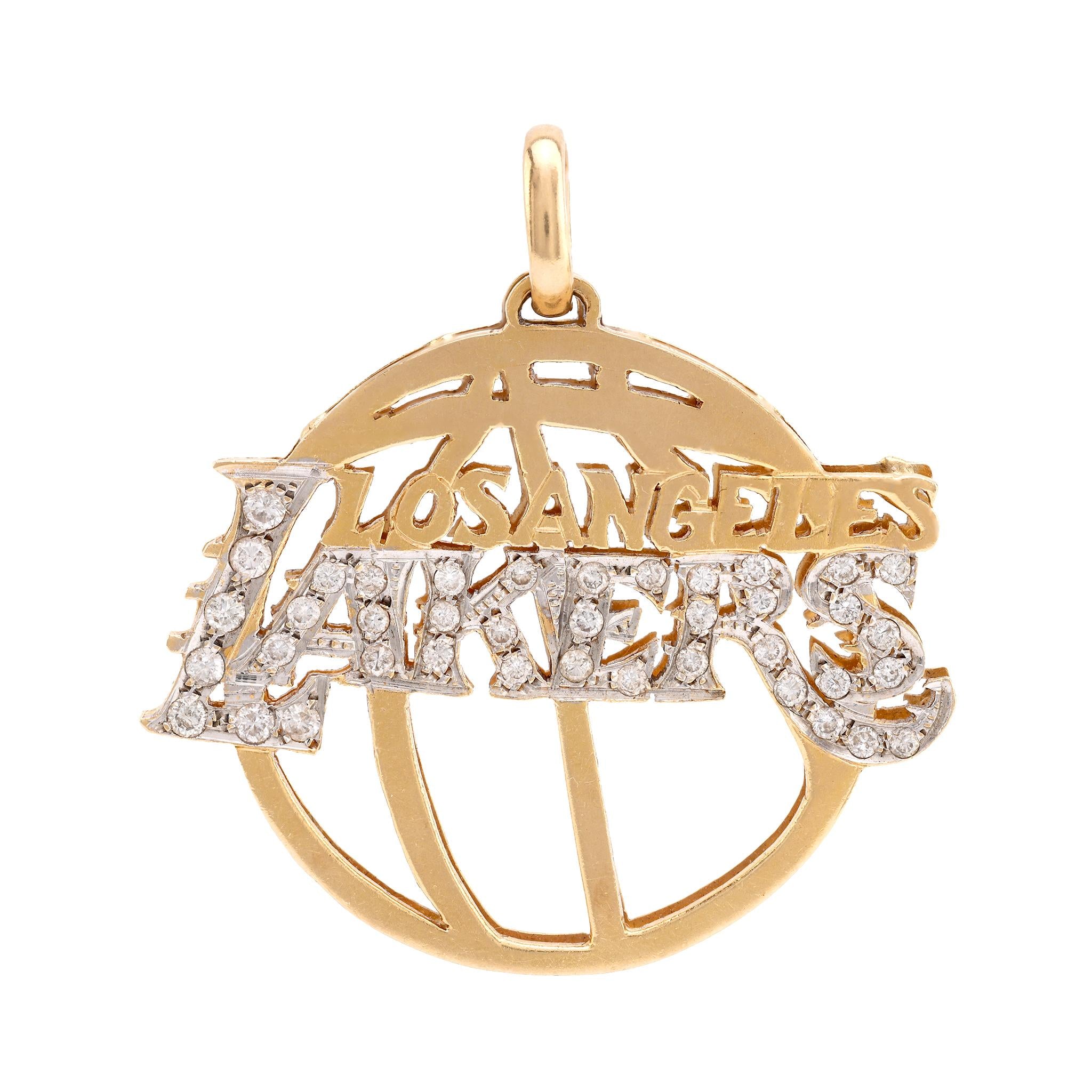 14K Yellow & White Gold Lakers Pendant with Diamonds - Elegant NBA Jewelry for Men & Women - Perfect for Gifts, Game Days & Lakers Fans