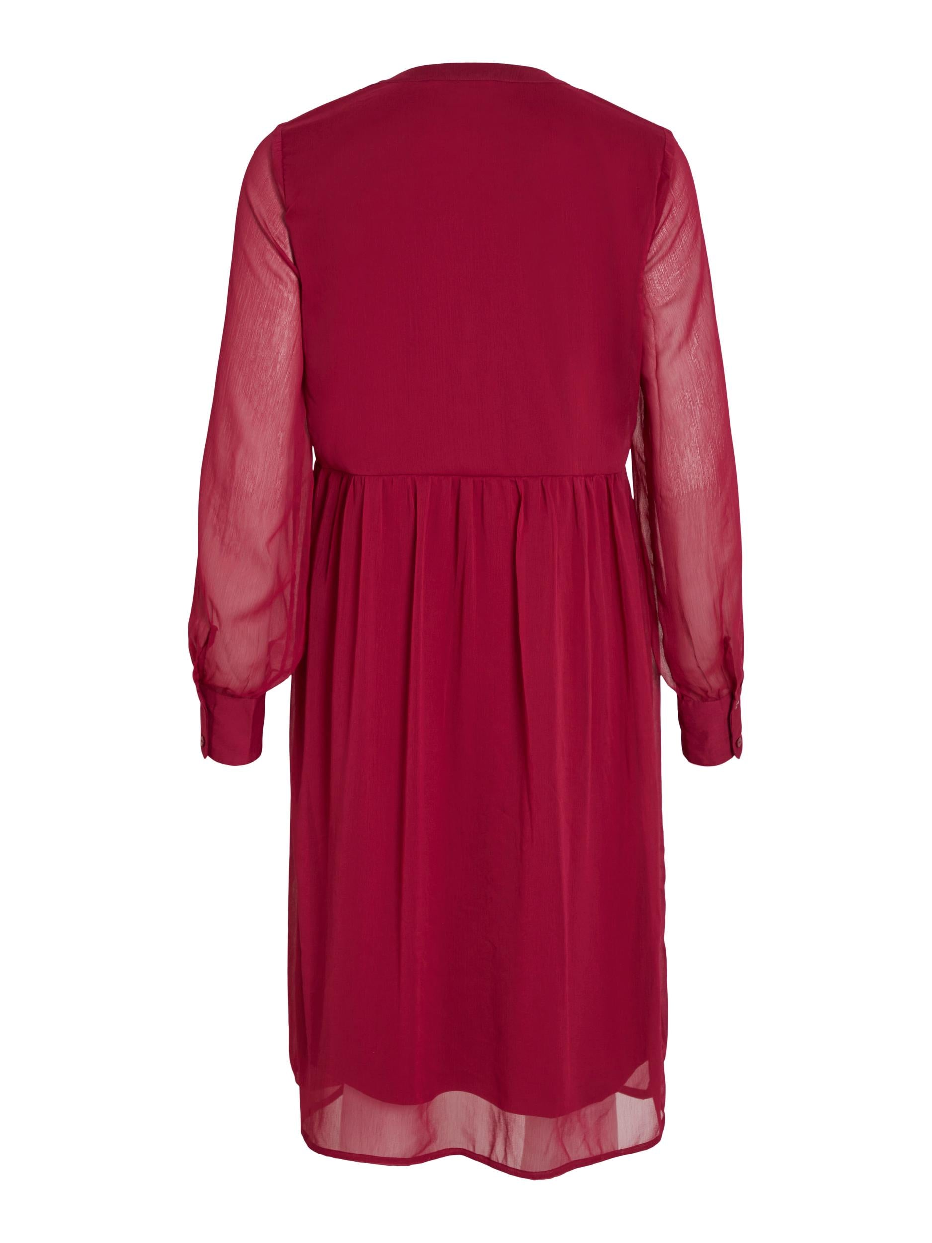 LIA MIDI DRESS (BEET RED) - Women's Flowy A-Line Dress for Casual Wear, Office & Date Night | Plus Size Options Available