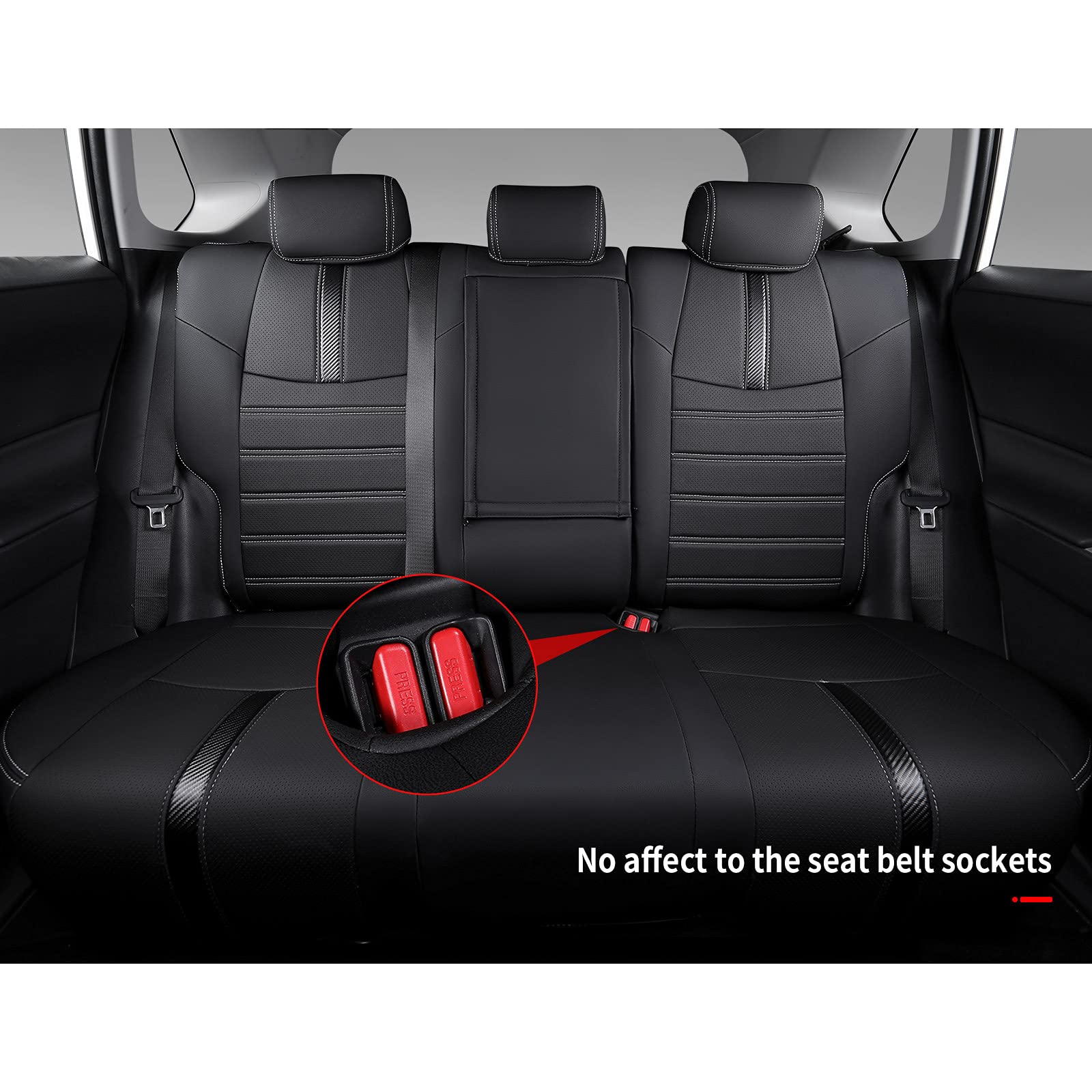 Xipoo PU Leather Car Seat Covers for 2019-2025 Toyota RAV4 (Excluding Adventure & TRD-Off Road) - Waterproof Seat Protectors with Anti-Slip Design | Perfect for Daily Commute, Road Trips & Family Travel (Black)