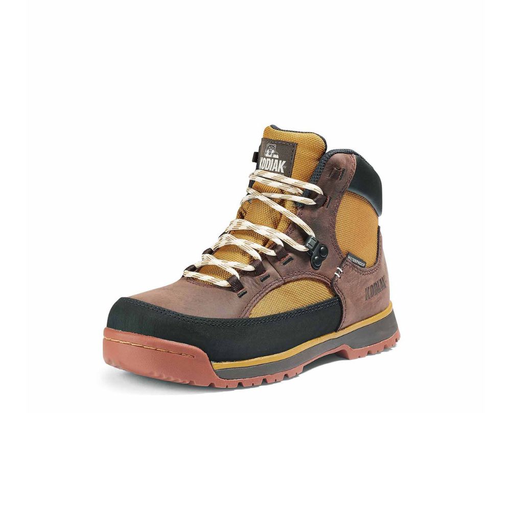Kodiak Greb Women's Waterproof Steel Toe Hiking Work Boots - Brown (KD0A834YA08) | Durable Safety Shoes for Construction, Outdoor Work & Hiking Adventures