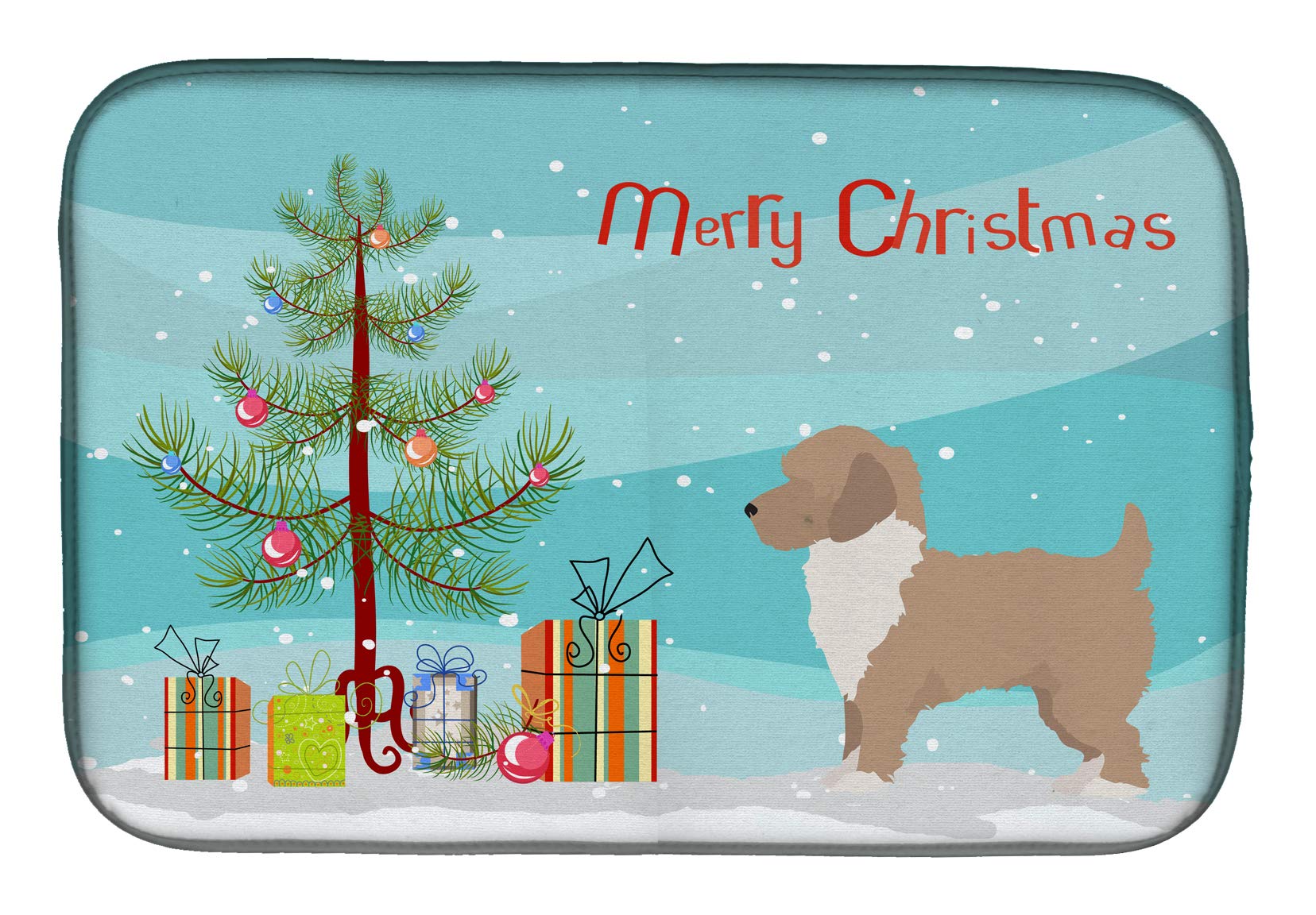 Yorkiepoo Christmas Tree Dish Drying Mat - Absorbent Kitchen Counter Pad for Holiday Decor