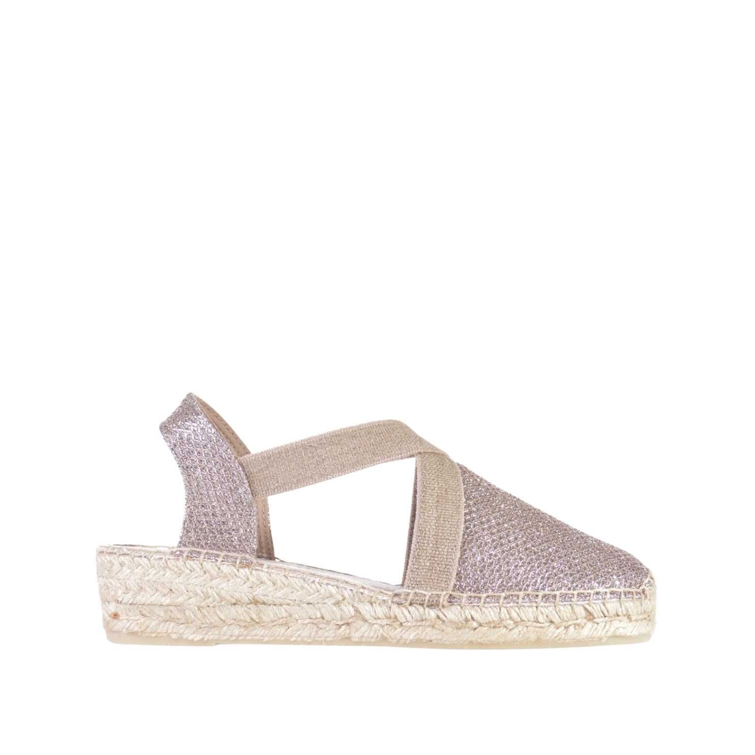Women's Metallic Cotton Blend Wedge Espadrille Sandals - Velino S | Comfortable Summer Shoes for Beach, Vacation & Casual Outings