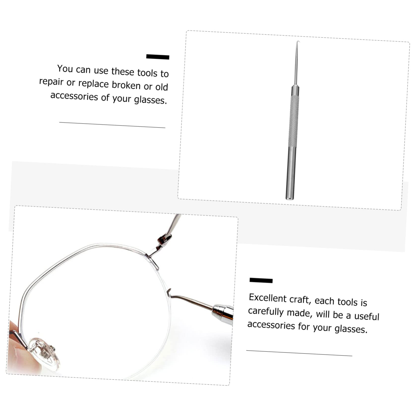 Lurrose 3-Pack Glasses Repair Kit - Alloy & Copper Screwdrivers for Eyeglass Maintenance - Silver Glasses Accessories & Tools for Cocktail Glasses - Perfect for Home, Office, and Travel Eyewear Repair