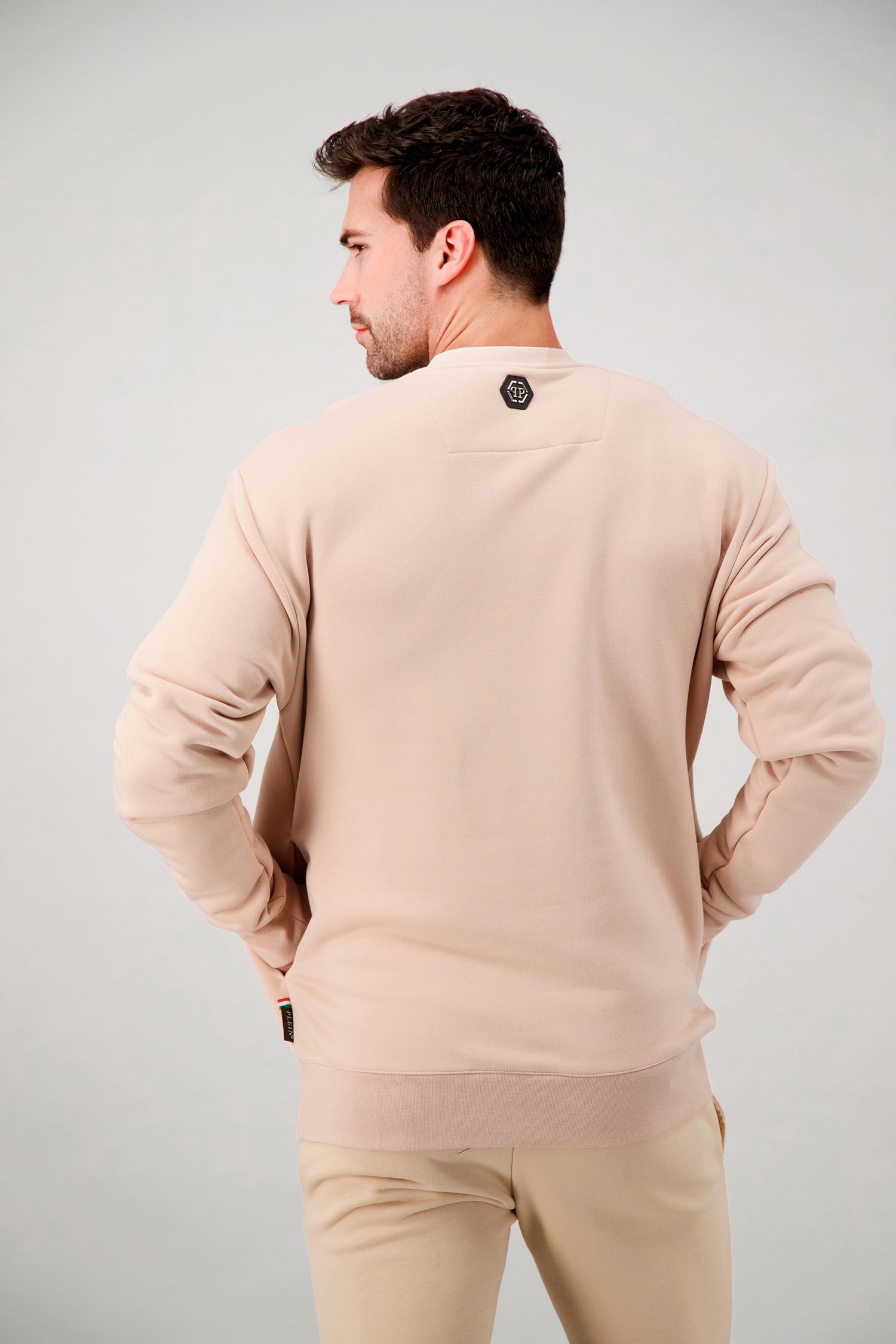 Philipp Plein Signature Beige Sweatshirt for Men - Premium Cotton Pullover Hoodie with Logo Embroidery | Casual Streetwear & Lounge Comfort