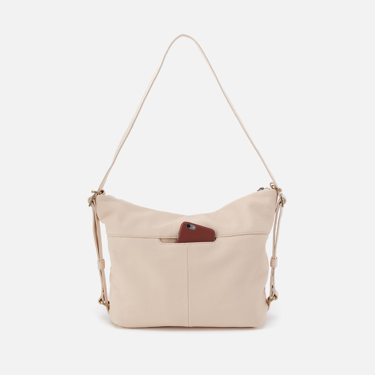 Emily Convertible Backpack in Pebbled Leather - Cream | Stylish Laptop Bag for Women | Perfect for Work, Travel & College