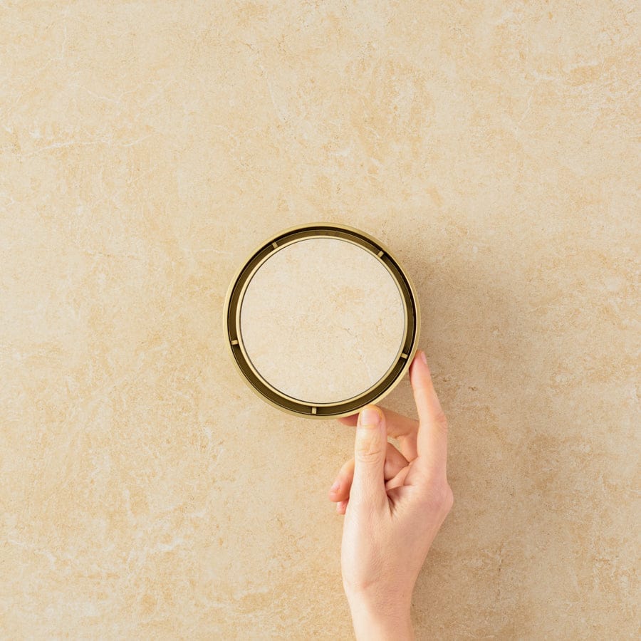 Round Tile Insert Floor Waste Drain Cover - Brushed Brass Finish - Ideal for Bathroom, Shower & Kitchen Drainage Systems
