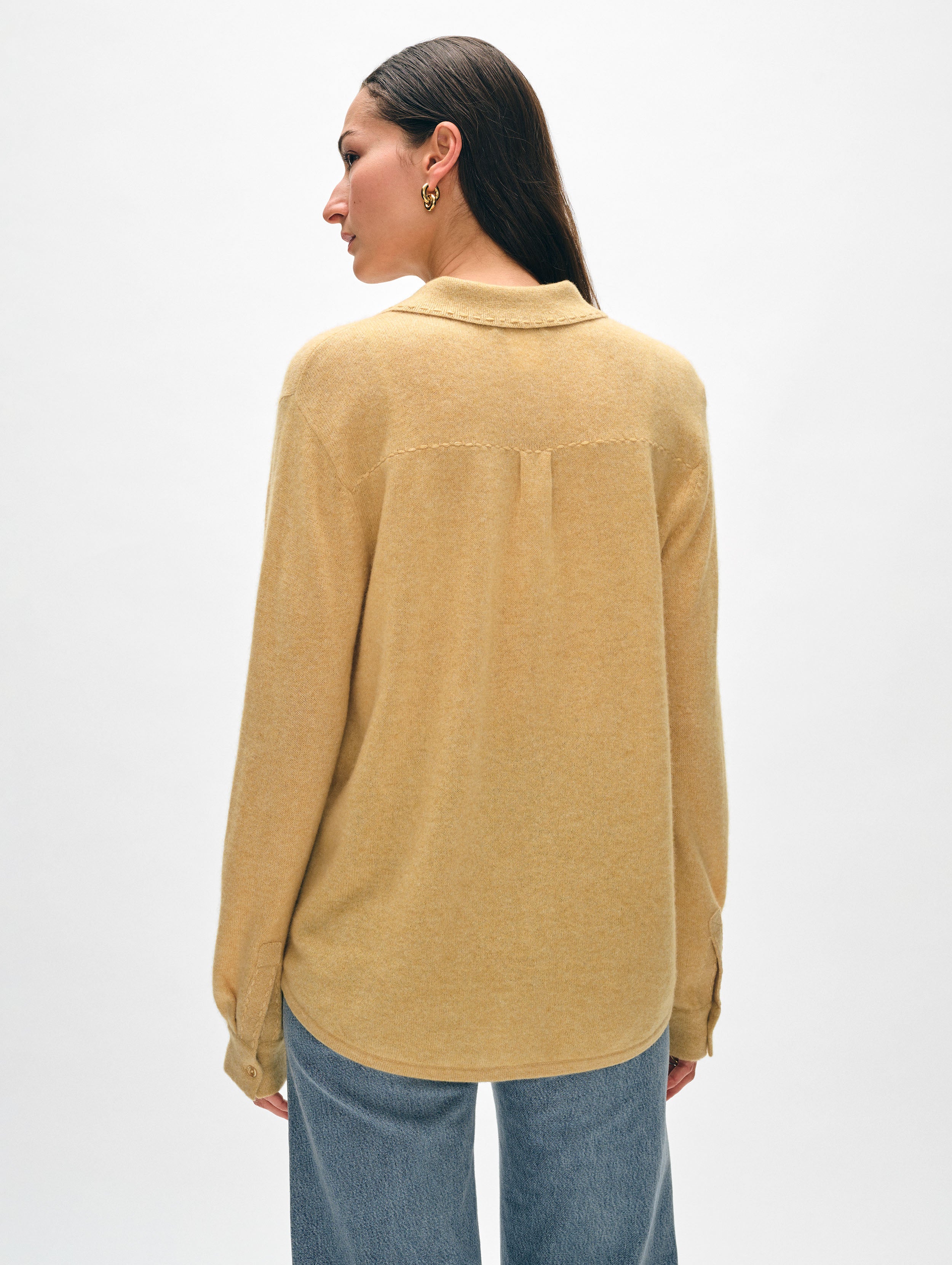 Luxury Cashmere Embroidered Button Down Shirt for Women - Soft & Elegant Office Wear & Formal Occasions