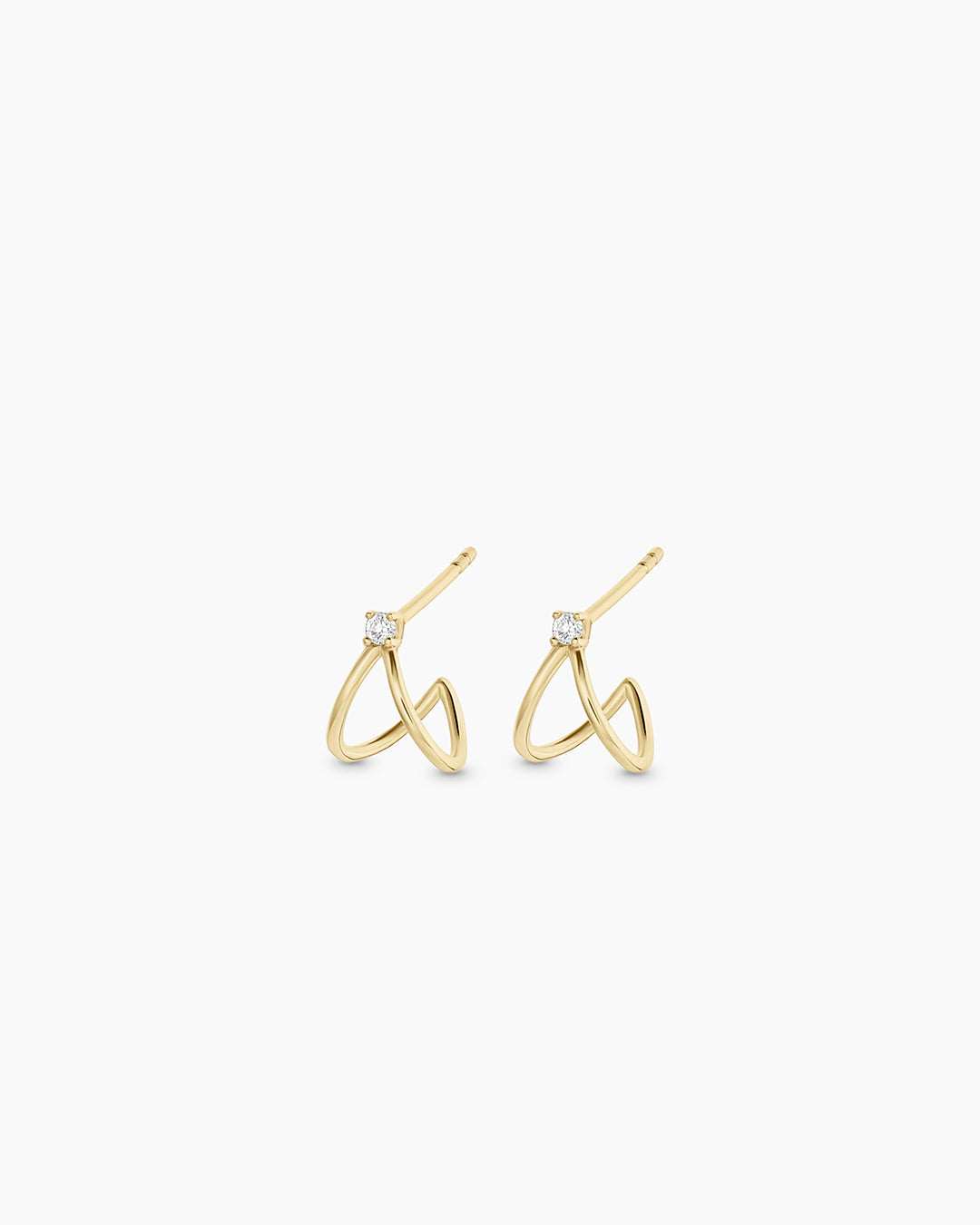 Diamond Solitaire Split Huggie Earrings for Women - Elegant & Dainty Gold Huggies for Everyday Wear, Parties & Special Occasions