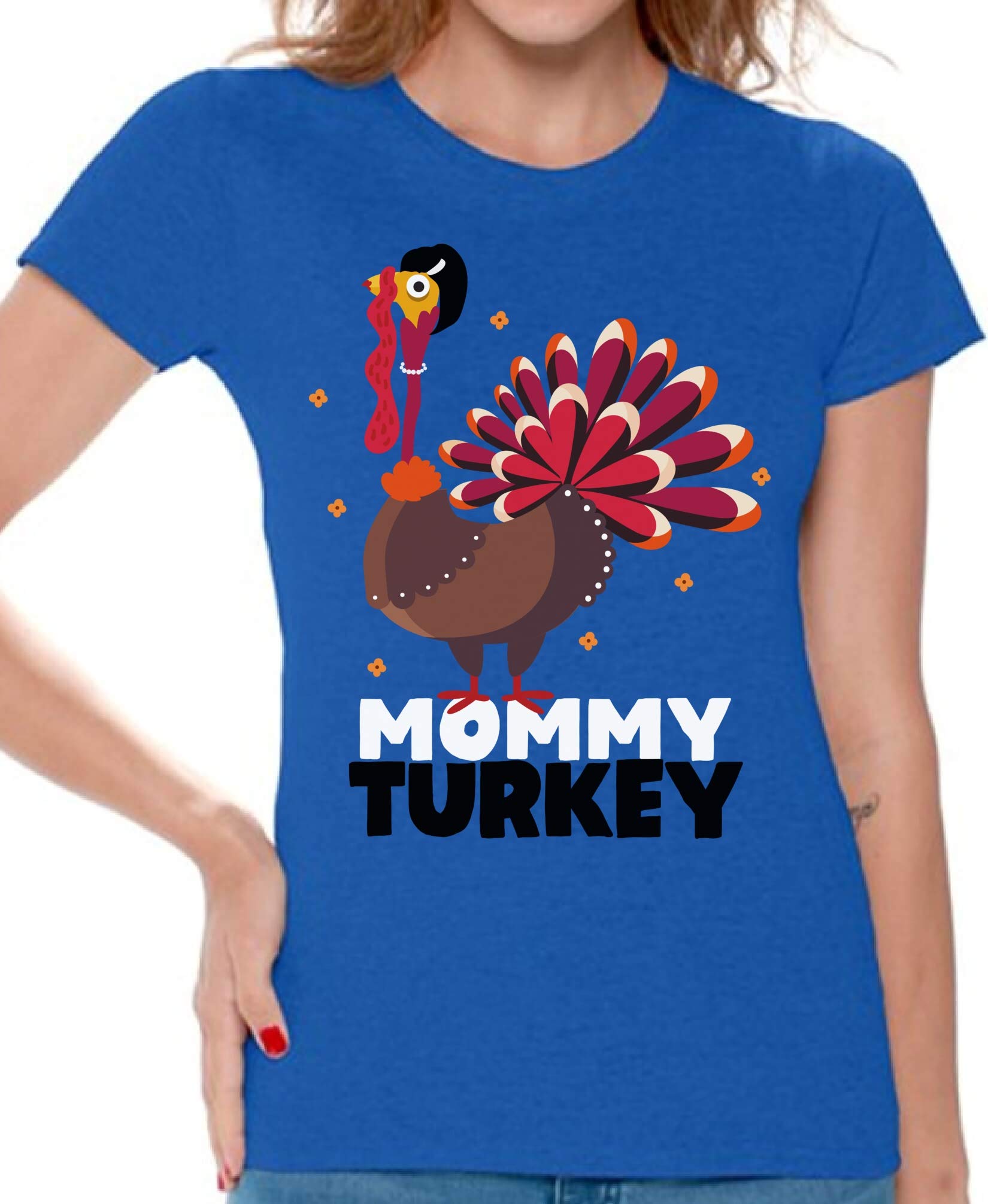 Funny Thanksgiving T-Shirt for Women - Cute Mommy Turkey Graphic Tee - Perfect for Family Gatherings & Holiday Parties