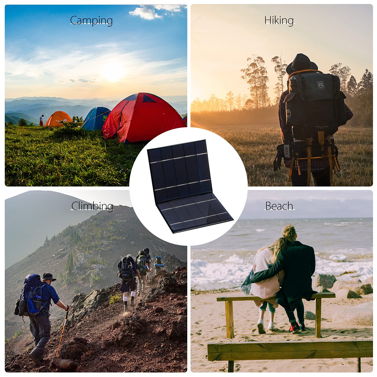 2 Pack 7W/5V Portable Solar Charger with USB Port - Foldable Solar Panel for Camping, Hiking & Travel - Compact Solar Power Bank for Phones, Tablets & Laptops - Perfect for Outdoor Adventures & Emergency Power Backup