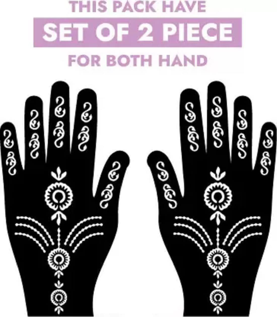 KICKWIX Henna Tattoo Stencil Kit - Set of 2 Floral Temporary Tattoos for Women & Girls - DIY Hand & Finger Body Art - Perfect for Parties, Festivals & Boho Style