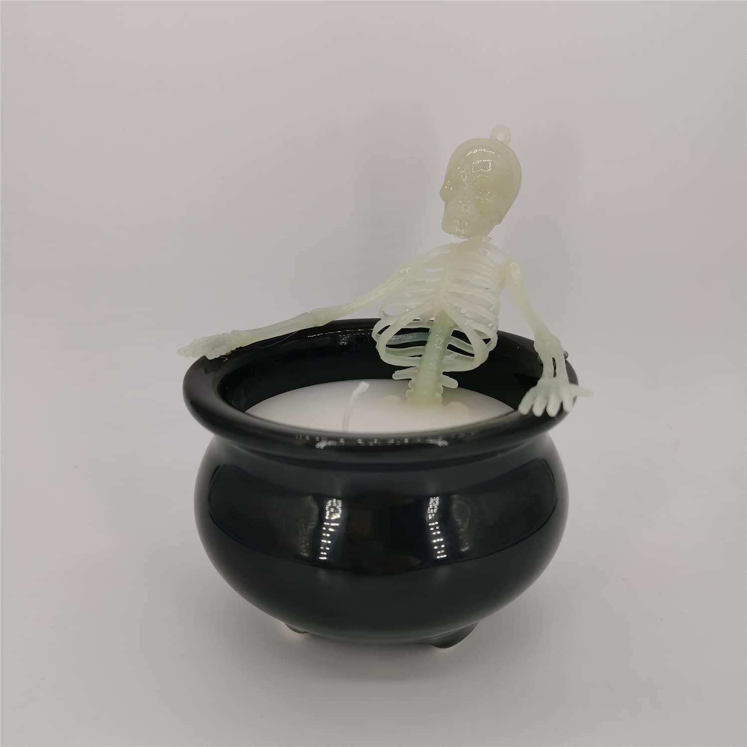 Glow-in-the-Dark Halloween Skeleton Candles - Vintage Gothic Farmhouse Decor for Home, Party & Haunted House | Spooky Indoor Tabletop Lighting for Halloween Decorations, Bars & Room Atmosphere