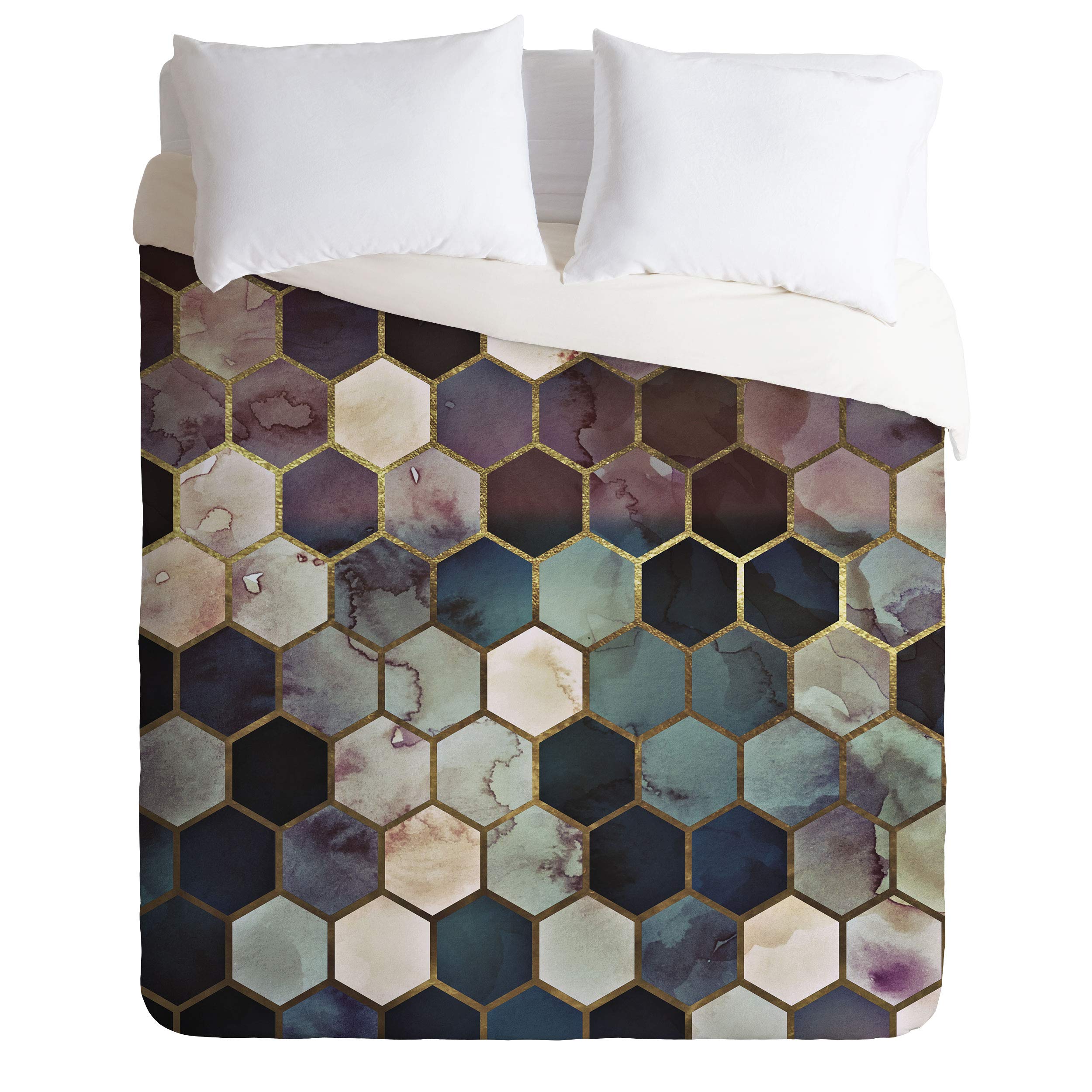 Monika Strigel Hexagon Duvet Cover Set - Marble Design for Bedroom Decor