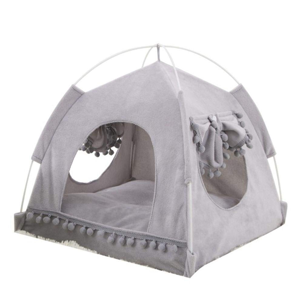 Foldable Pet Bed with Cushion - Portable Dog Cat Kennel for Indoor & Outdoor Use - Waterproof Pet Tent, Summer Cooling Mat, Puppy House (Grey, XL) - Perfect for Camping, Travel, and Home Comfort