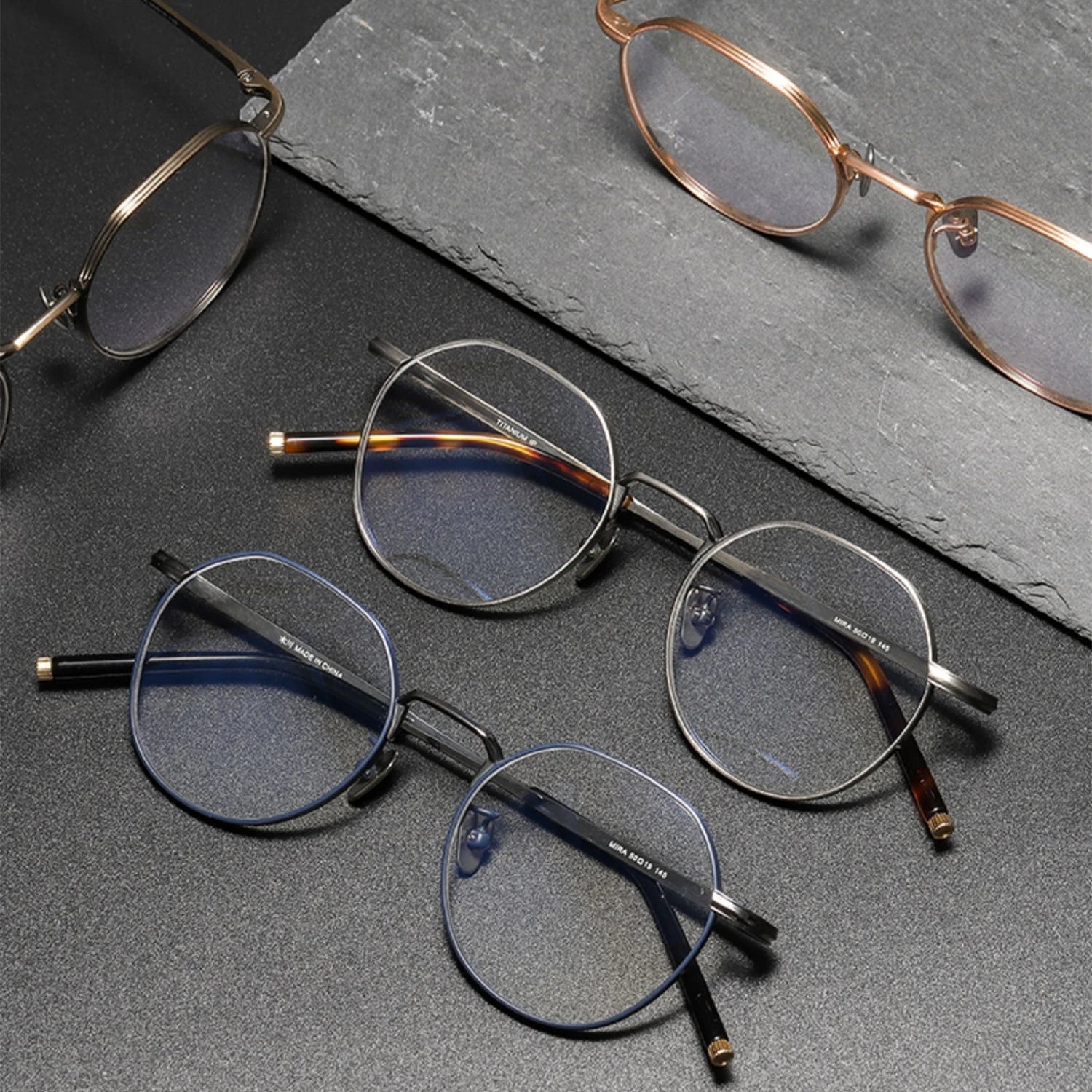 Unisex Black Titanium Polygon Round Full Rim Eyeglasses 14919 - Stylish & Durable for Work, Reading & Everyday Wear