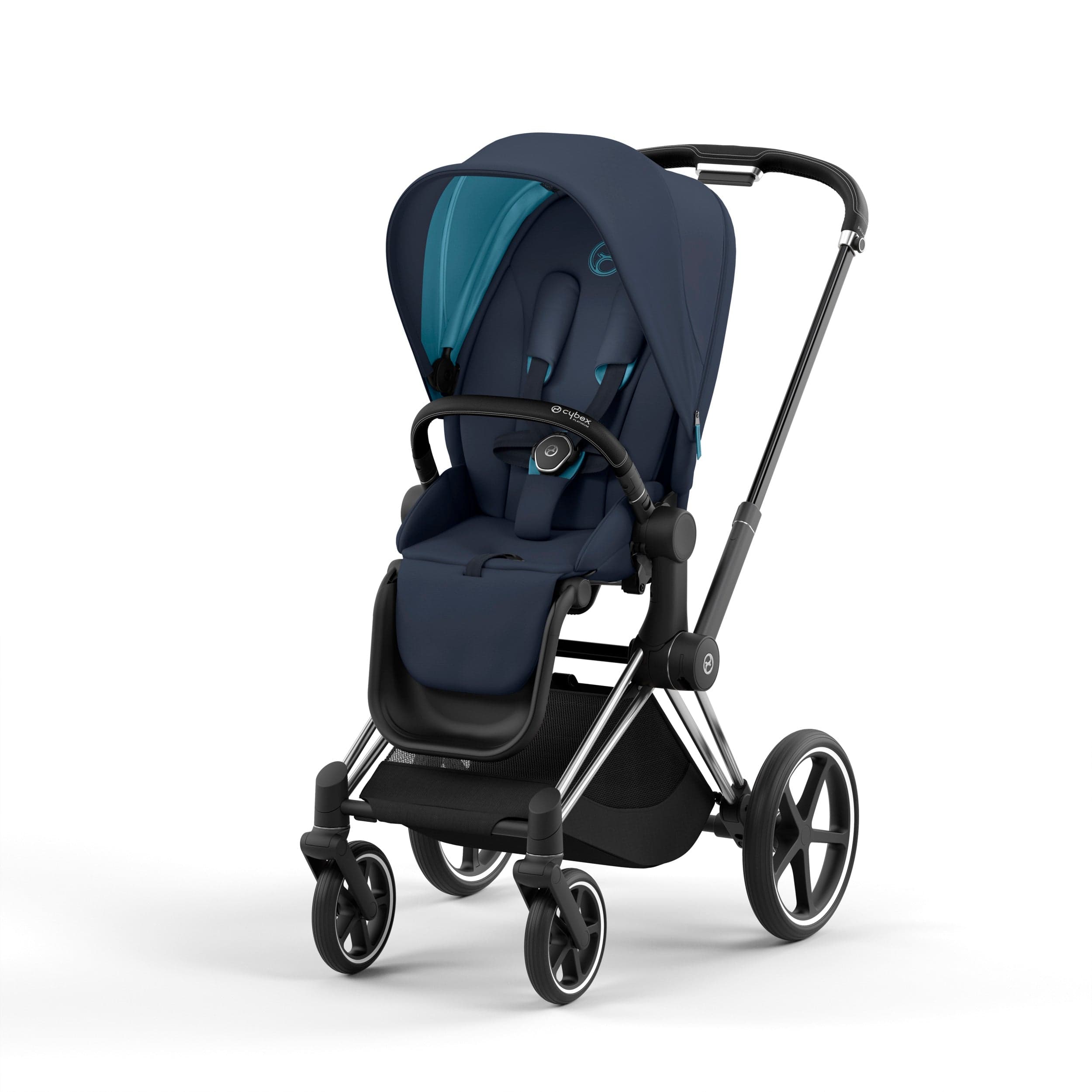 Cybex Priam 4 Complete Stroller - Chrome/Black Luxury Baby Stroller with All-Wheel Suspension | Perfect for City Walks, Travel & Everyday Use